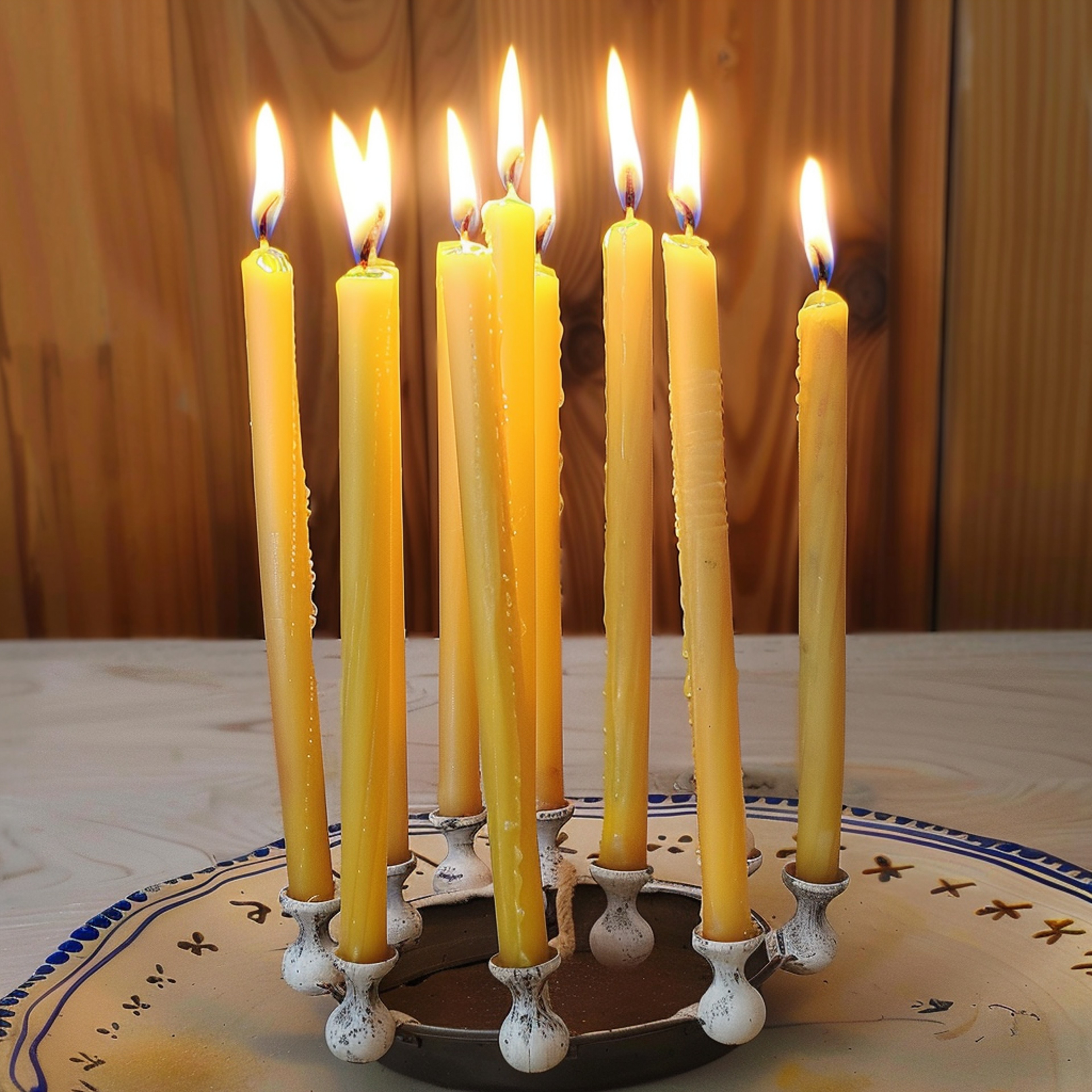 Natural Beeswax Hanukkah Candle Set, Thin Taper Honey Chanukah Candles for Ritual, Prayer, and Birthday Use, Unscented – view 3