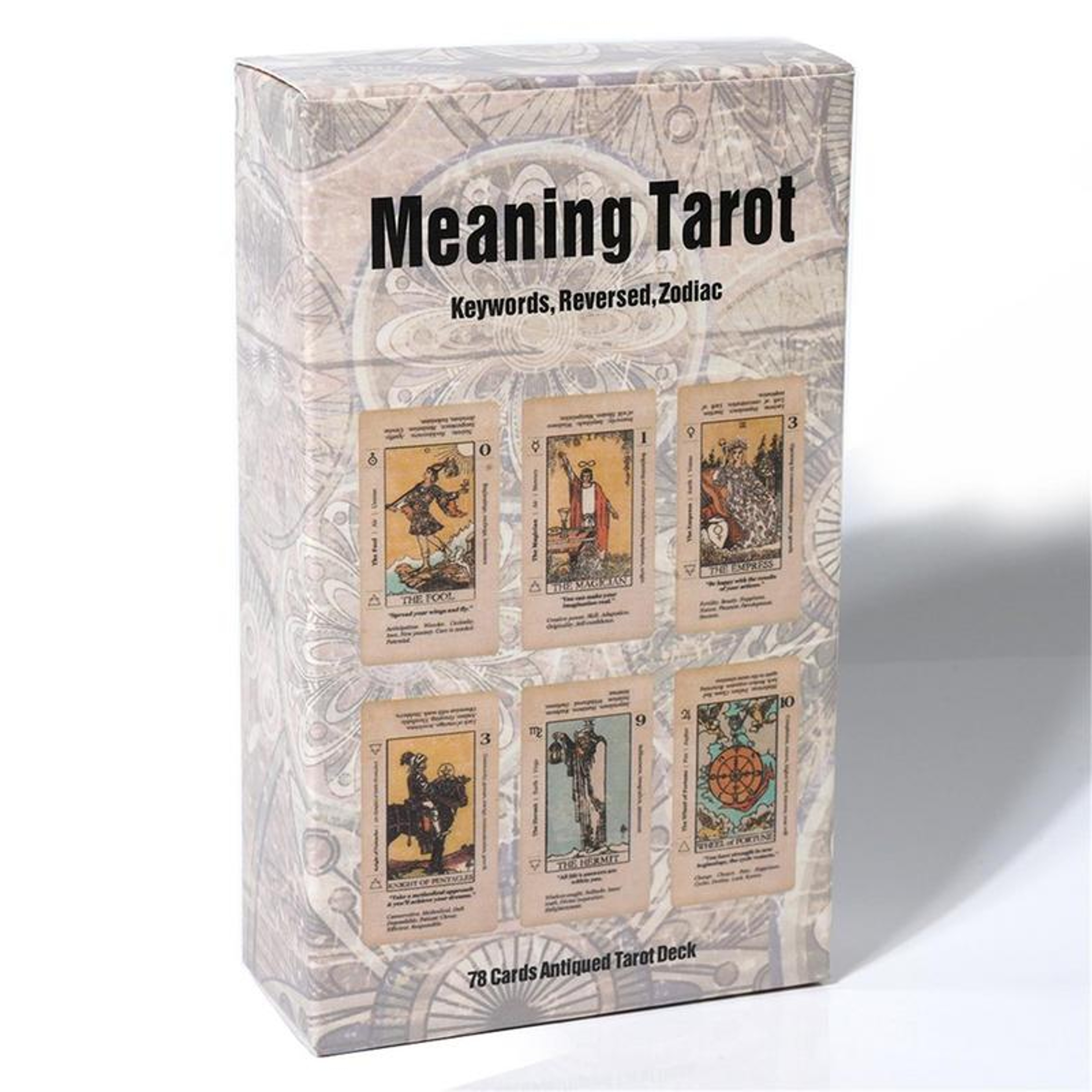 Beginner Tarot Deck, Tarot Card With Meaning on Them, Antiqued Tarot Keyword Cards, Learn Tarot with Cards – view 1