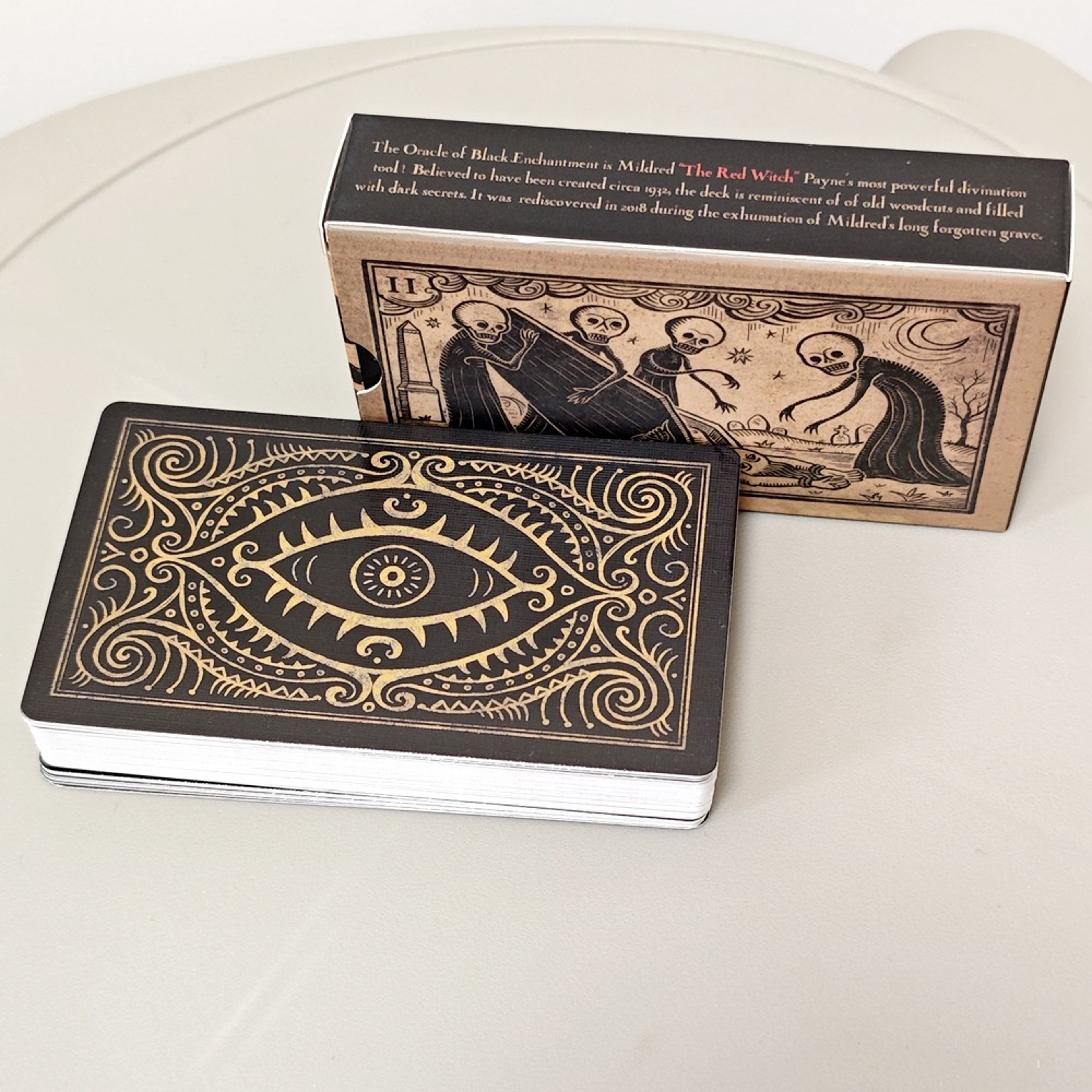 Oracle of Black Enchantment by Mildred Payne, Black Line Imagery Woodblock Oracle Cards Divination & Tarot Deck – view 2