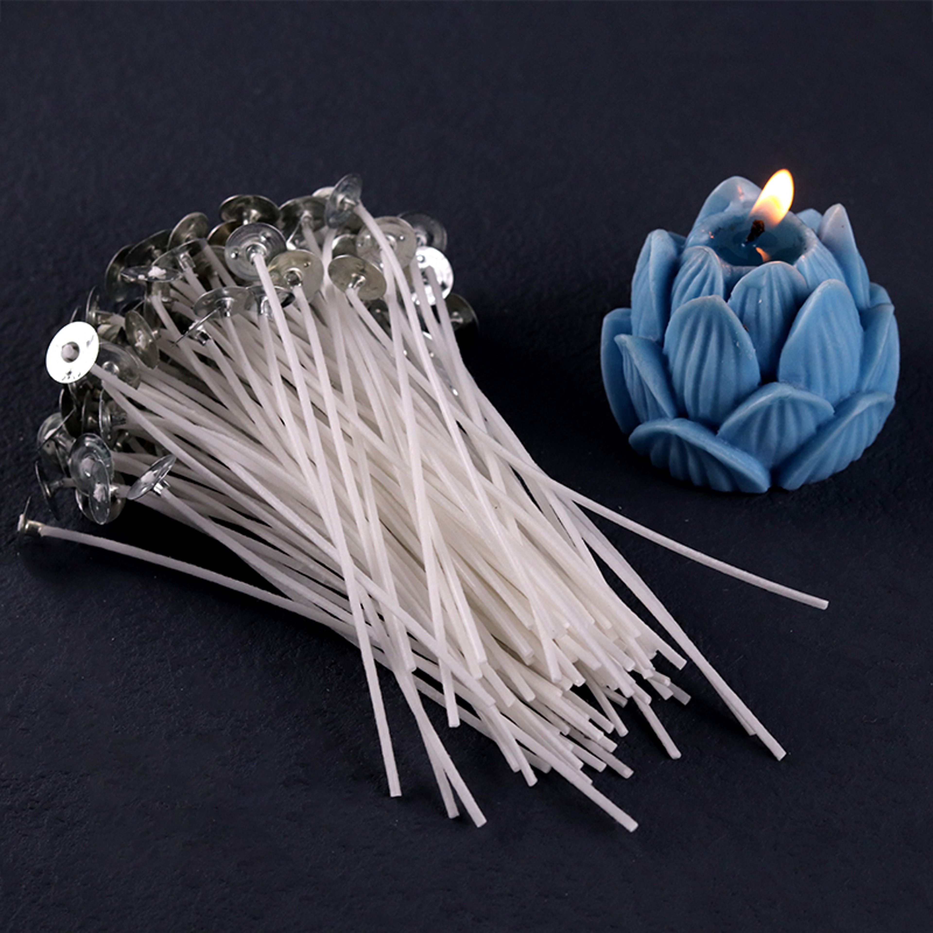 PreWaxed Cotton Core Candle Wicks Smokeless Candle Wicks With Metal Sustainer Tabs DIY Handmade Can 0