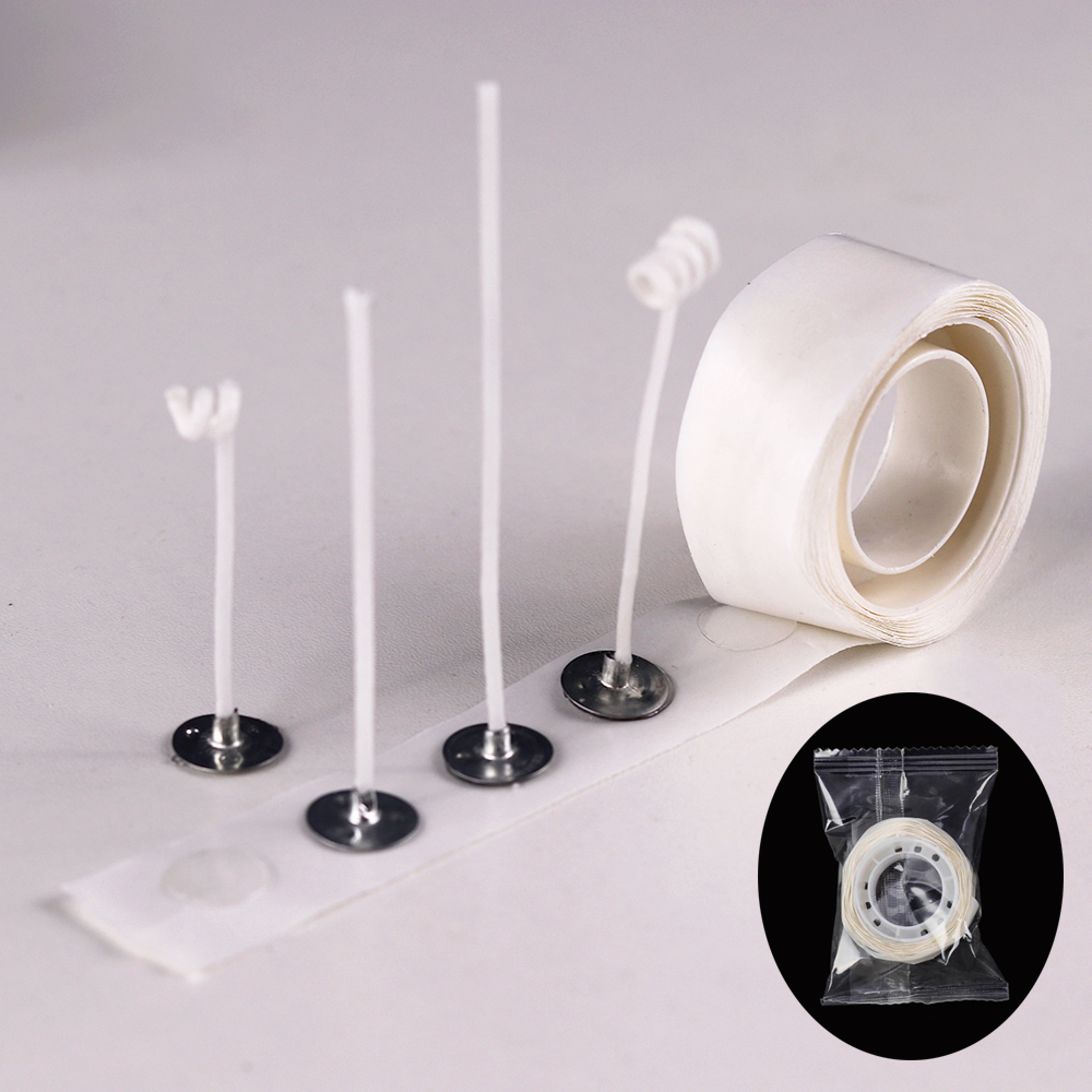 PreWaxed Cotton Core Candle Wicks Smokeless Candle Wicks With Metal Sustainer Tabs DIY Handmade Can 2