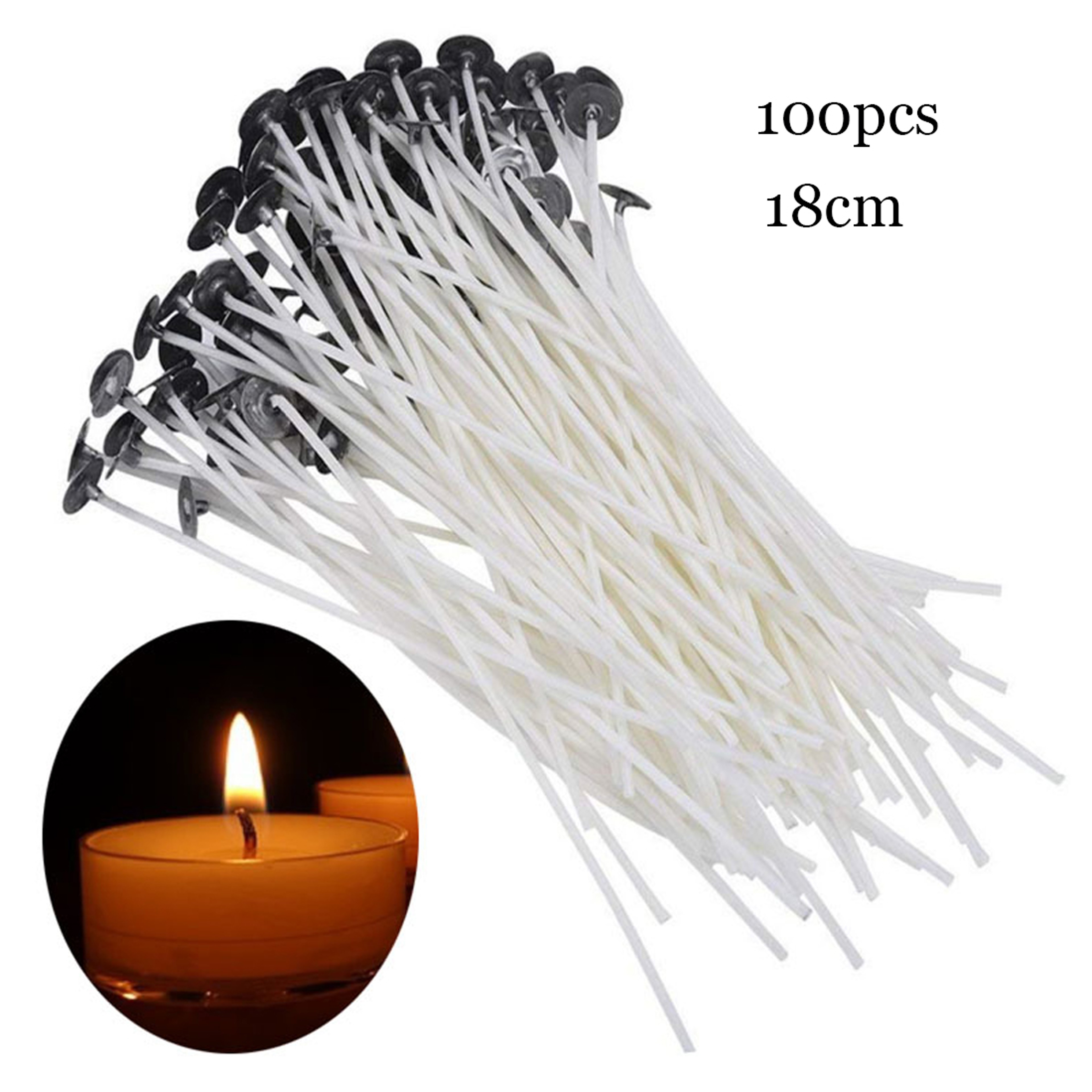 Pre-Waxed Cotton Core Candle Wicks, Smokeless Candle Wicks with Metal Sustainer Tabs, DIY Handmade Candle Tools – view 12