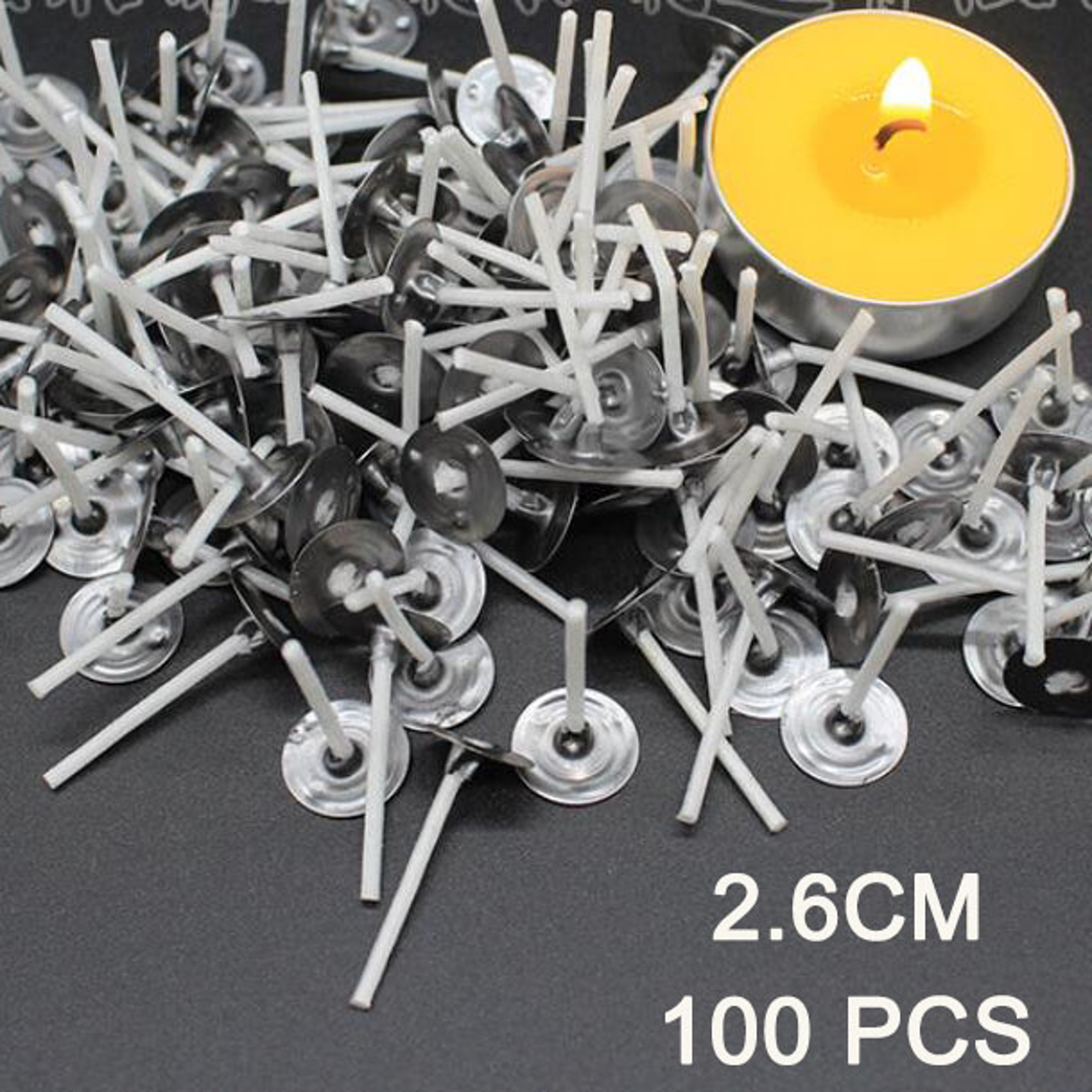 Pre-Waxed Cotton Core Candle Wicks, Smokeless Candle Wicks with Metal Sustainer Tabs, DIY Handmade Candle Tools – view 15