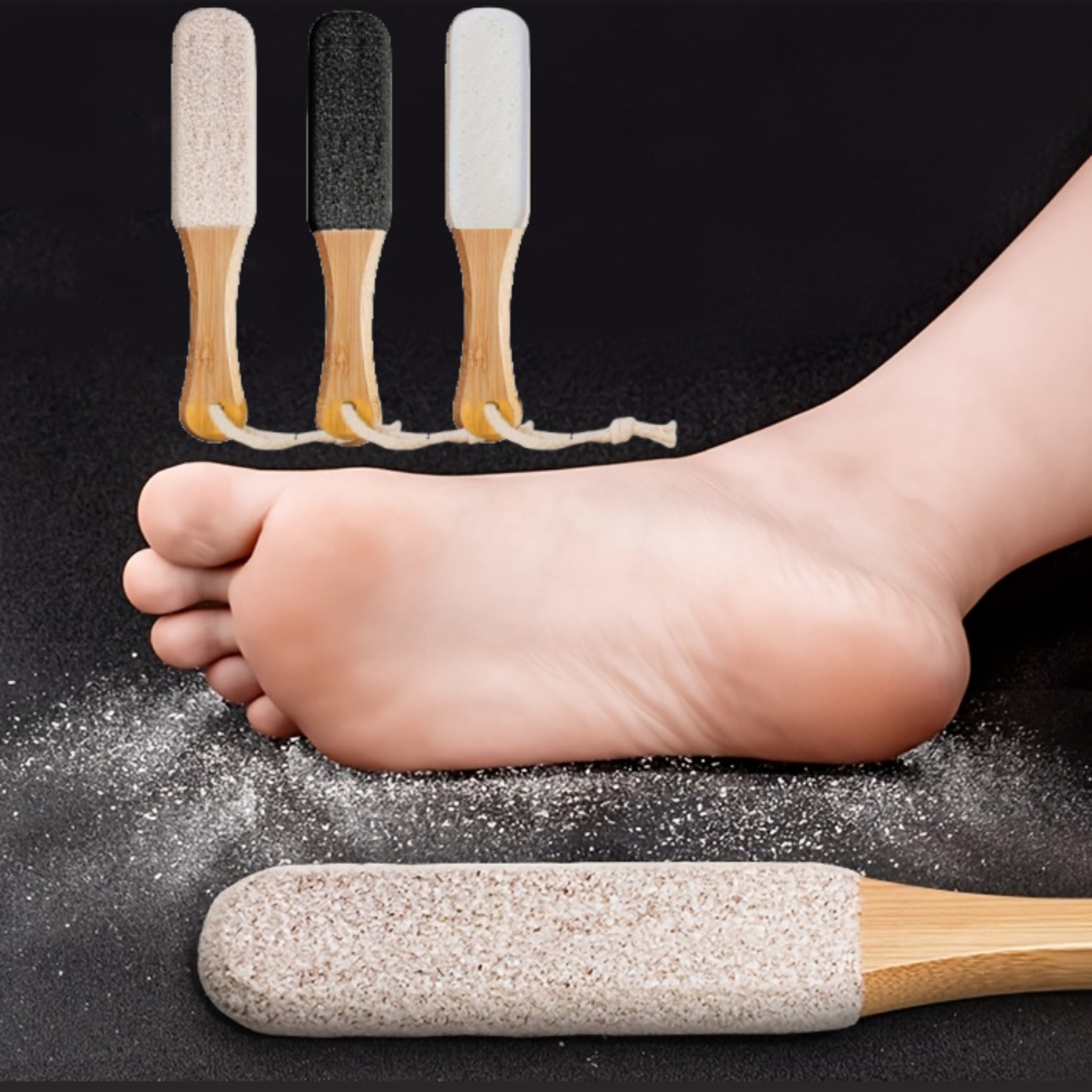 Professional Pedicure Tool Bamboo Handle Foot File Natural Pumice Stone Exfoliator For Dead Skin  C 0
