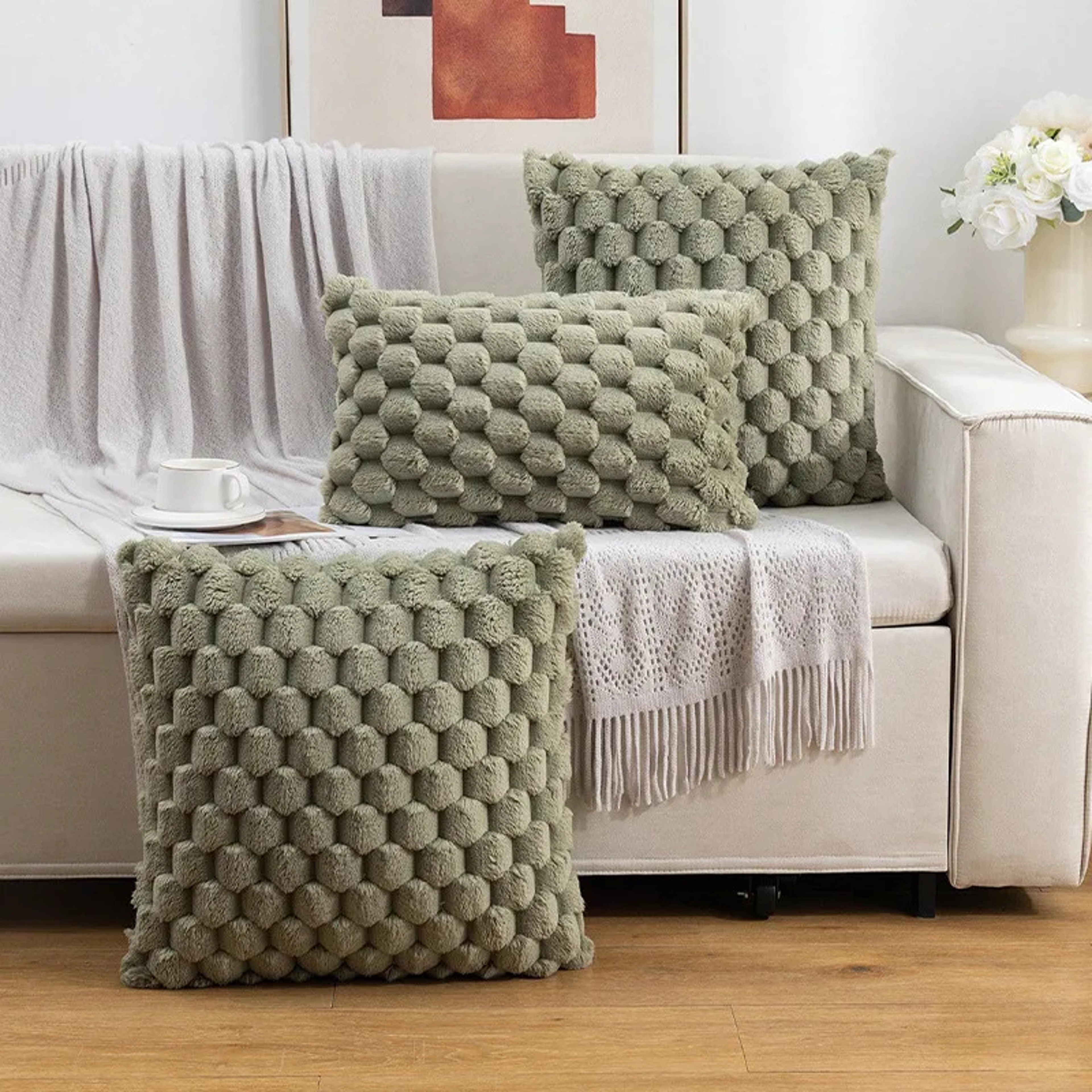 Soft Woven Snowflake Velvet Pillowcase, Solid Color Cushion Cover for Sofa, Living Room & Home Decoration Comfort – view 15