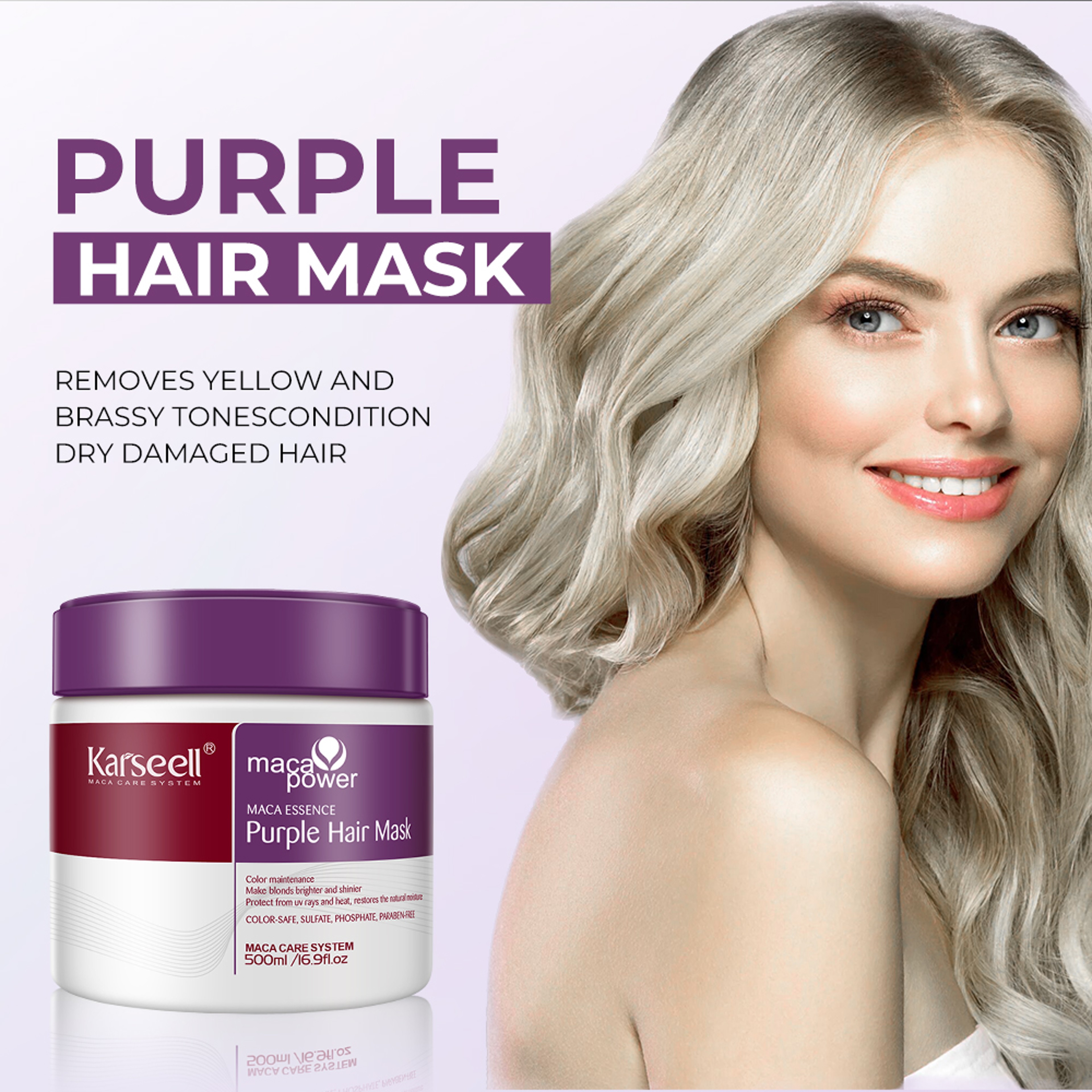 Karseell Purple Hair Mask Professional AntiBrass Hair Toner For Blonde Silver Gray  Highlighted Hai