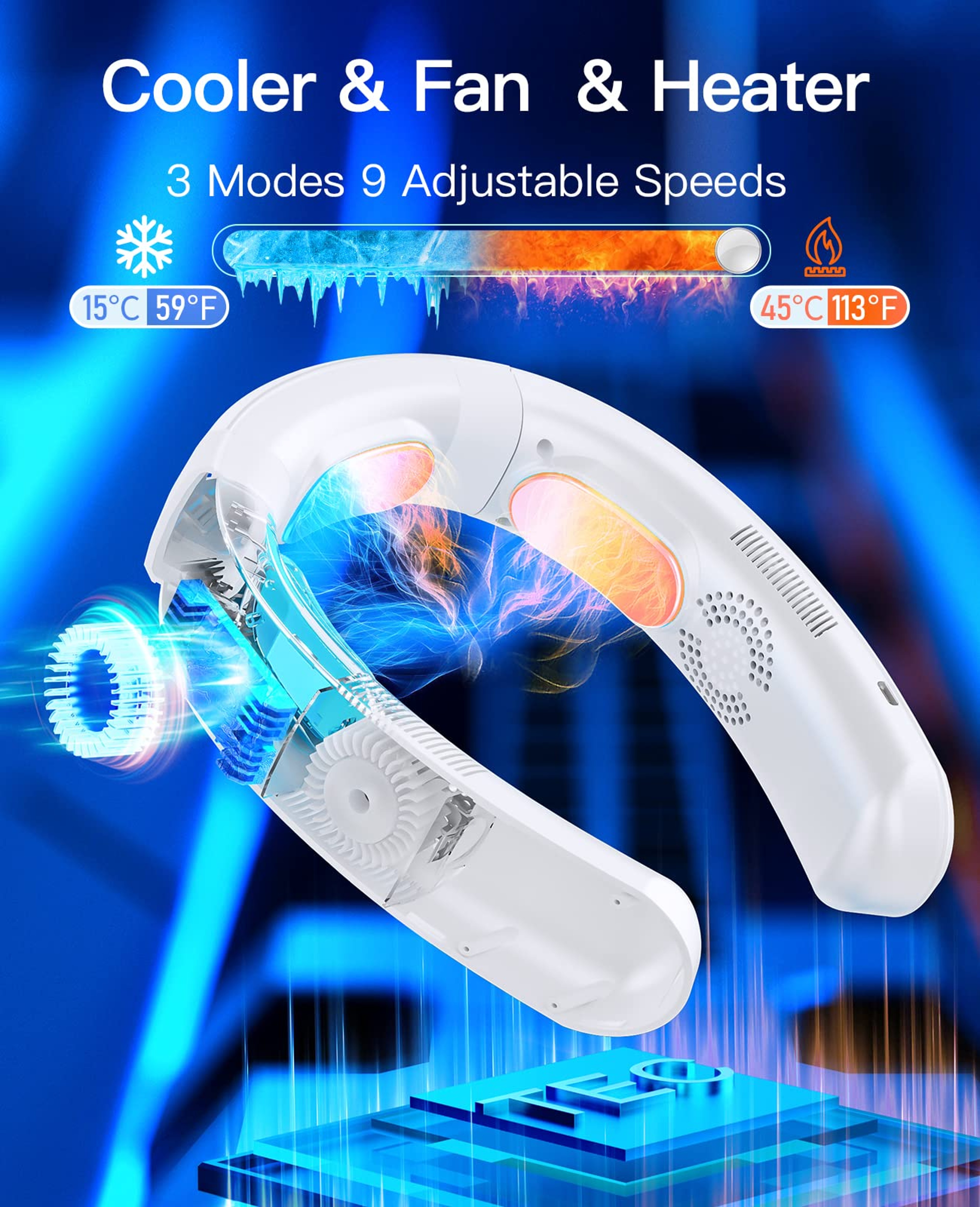 Wearable Air Conditioner, USB Rechargeable Portable Refrigeration, Hanging Neck Fan, Mute Outdoor Summer Coole – view 5
