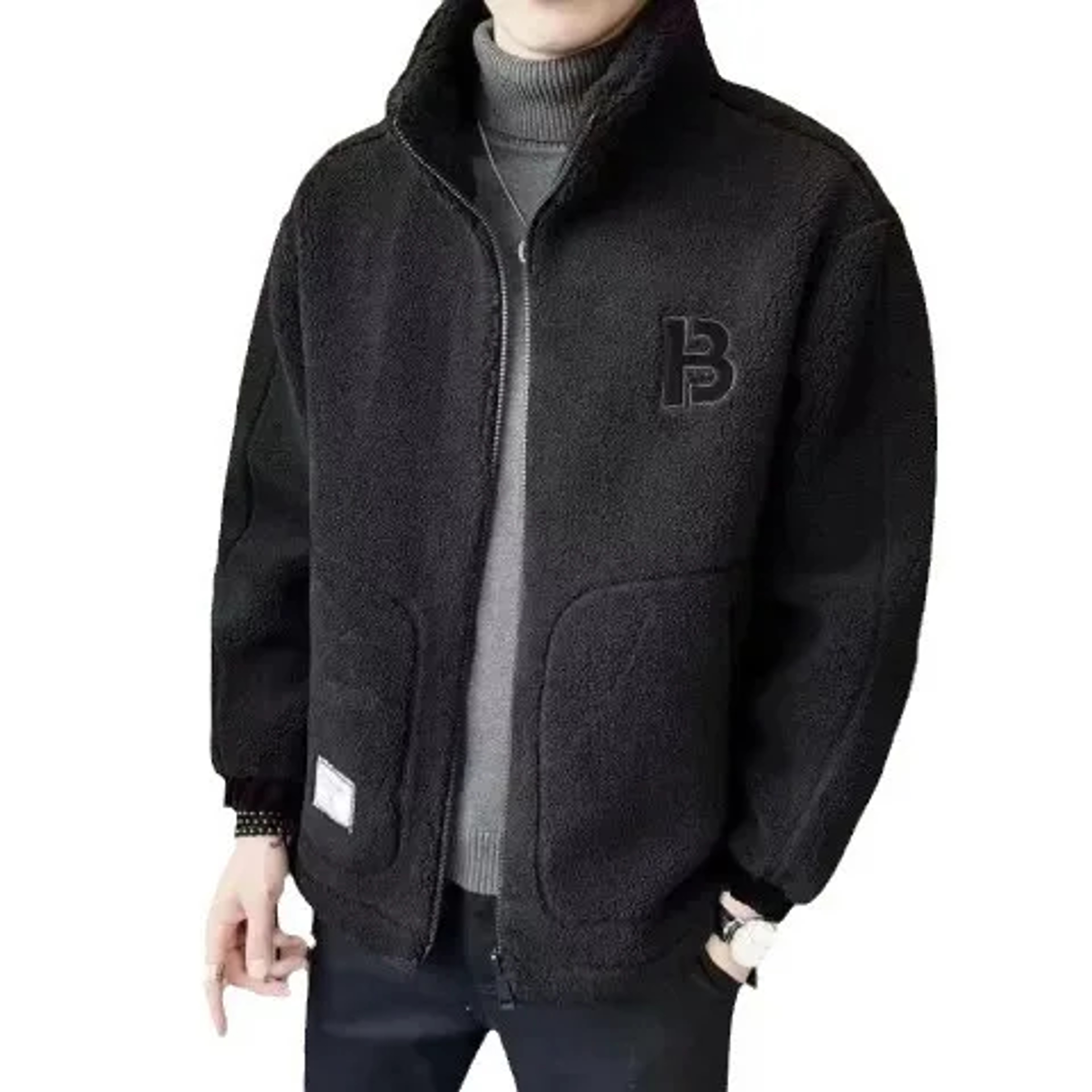 Men's Winter Coat, Fleece Lined Thickened Cotton Overcoat, Loose Fit Hooded Jacket for Warmth – view 5
