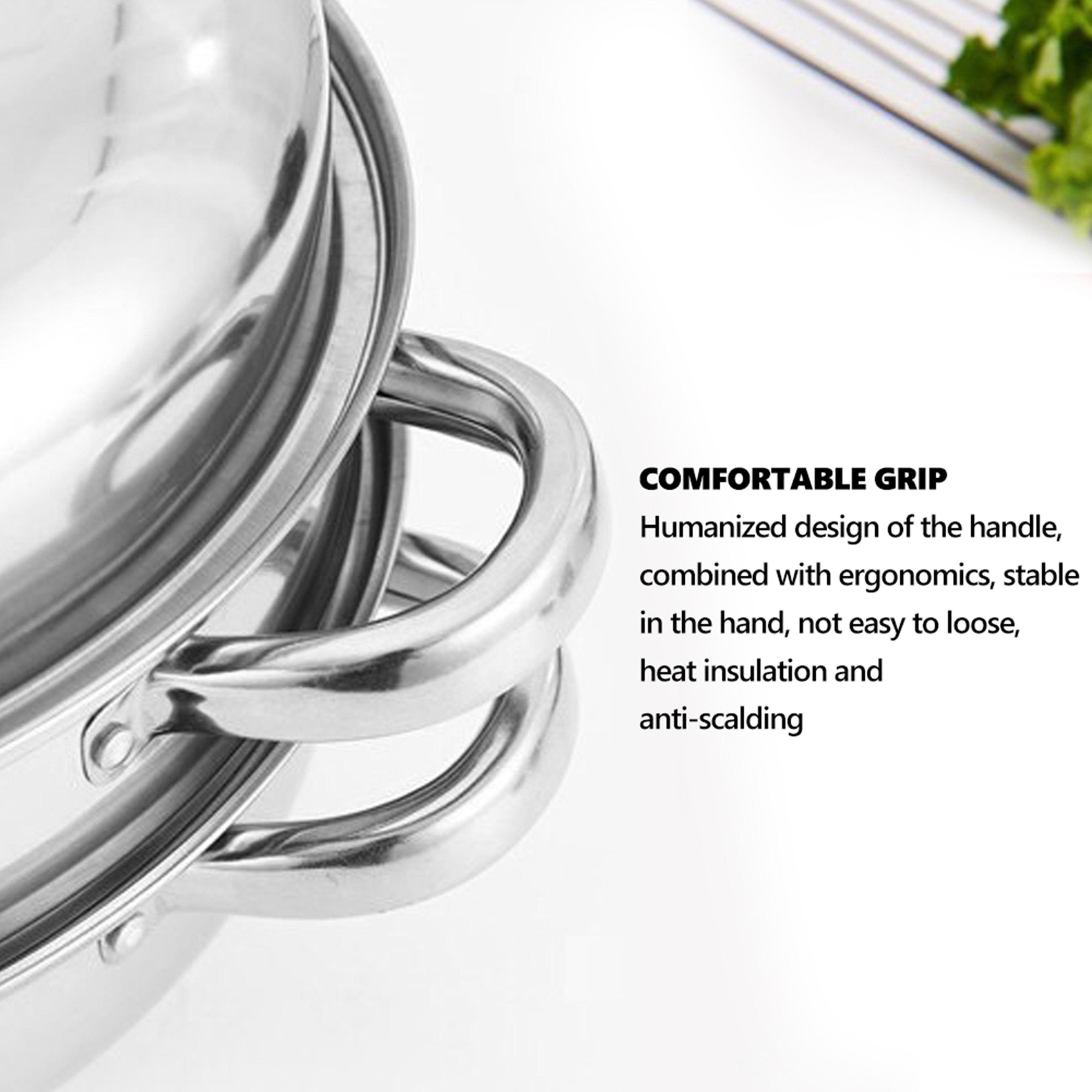 Stainless Steel Cookware Steamer Pot Cooker Double Boiler Soup Steaming Pot Durable Kitchenware Kit 3