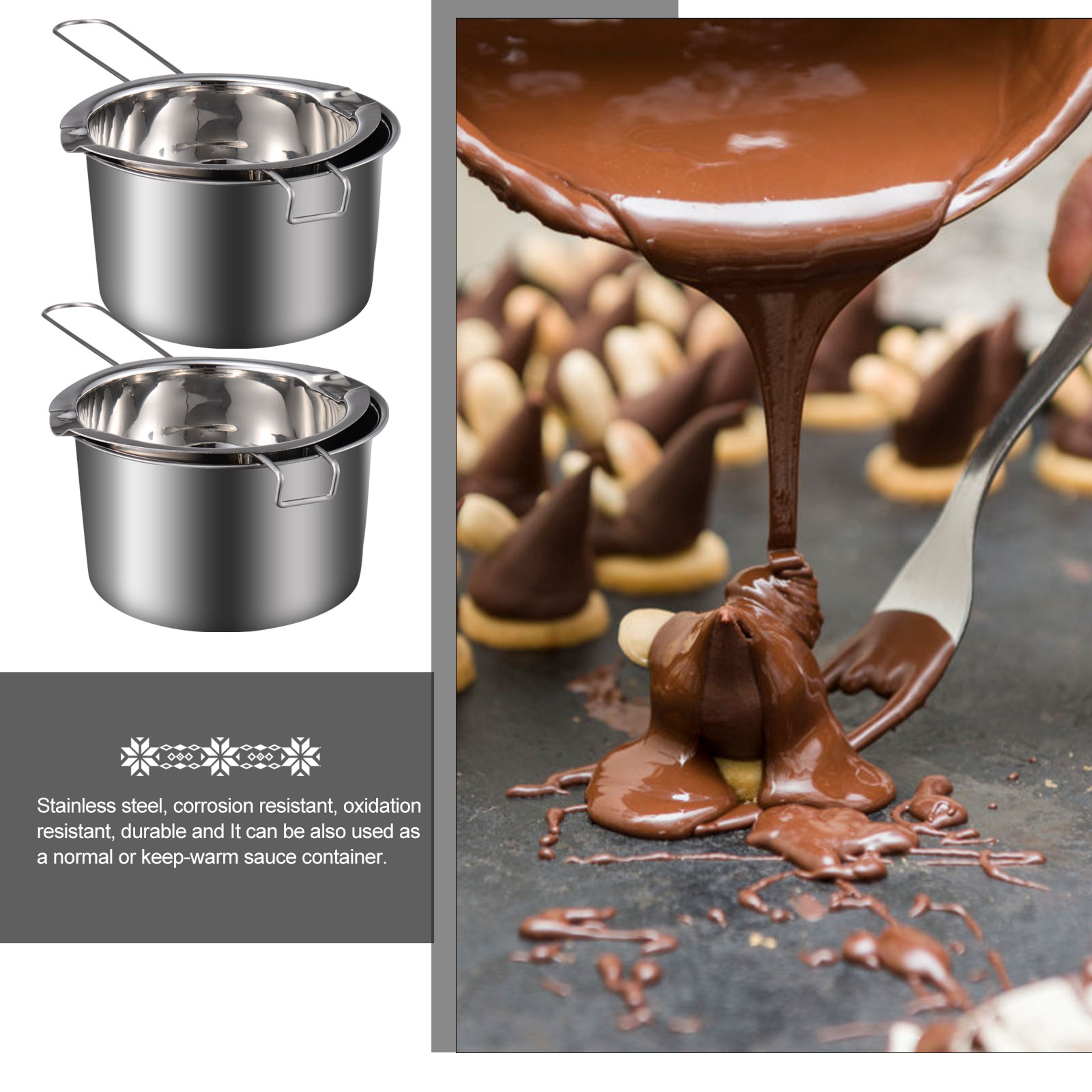 Stainless Steel Double Boiler Pot Wax Melting Pot Chocolate Cheese Melting Pot Nice Chic Safe Kitch 3