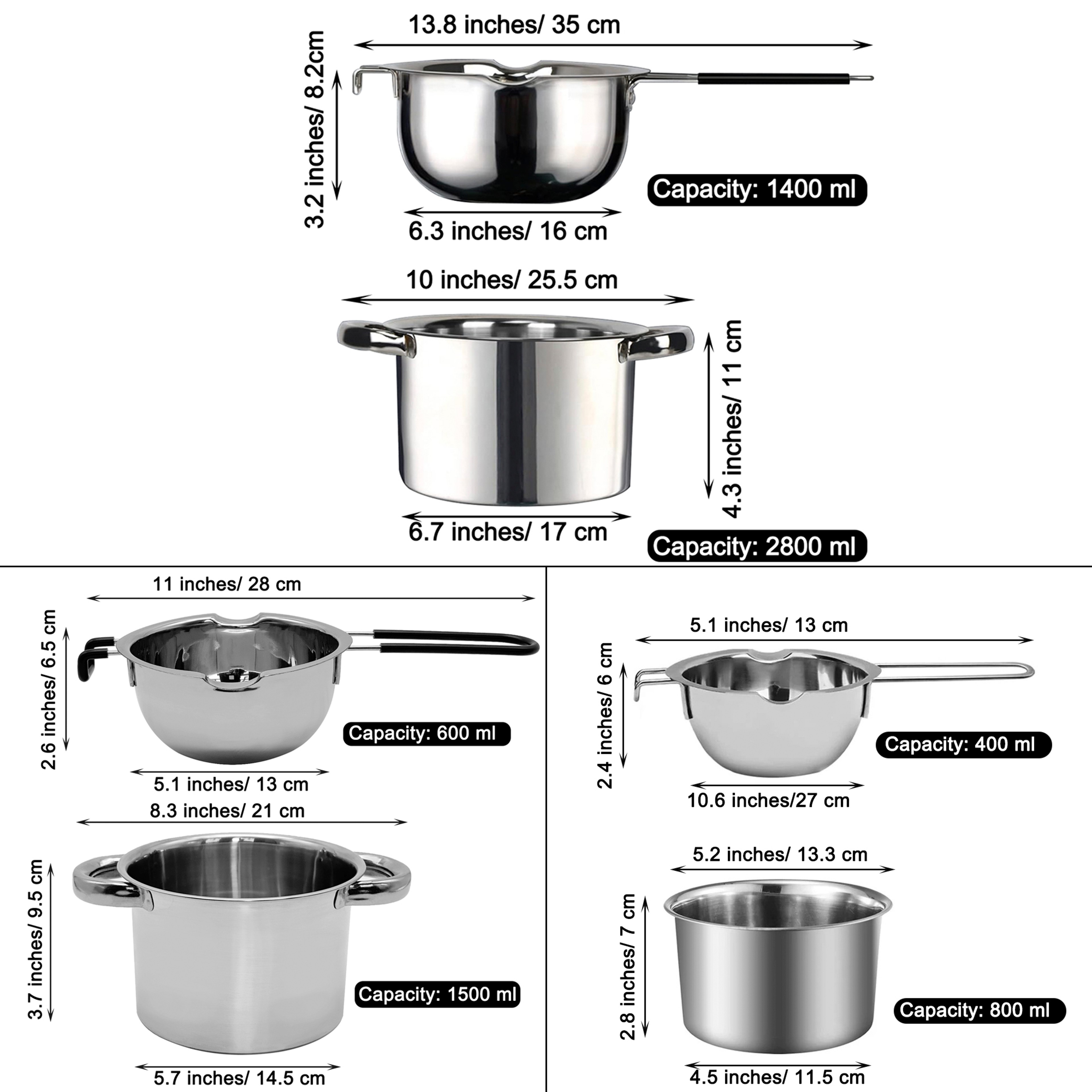 Large Capacity Stainless Steel Double Boiler Melting Pot for Chocolate Butter Candy Cheese Melting & Candle Making – view 6