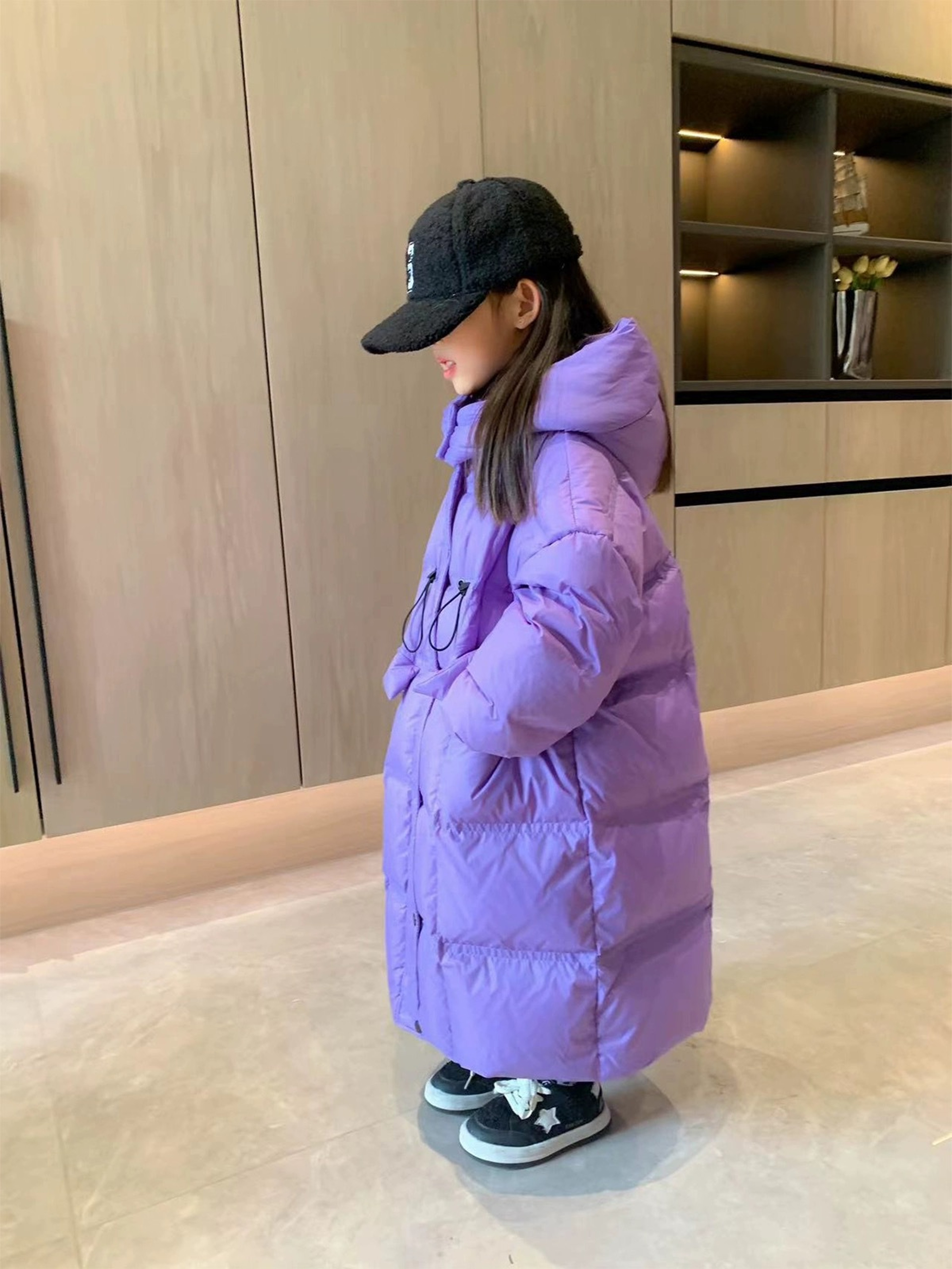 Kids Waterproof Heat Parka, Winter Clothing For Girls, Overknee Length Down Jacket with Hoods – view 4
