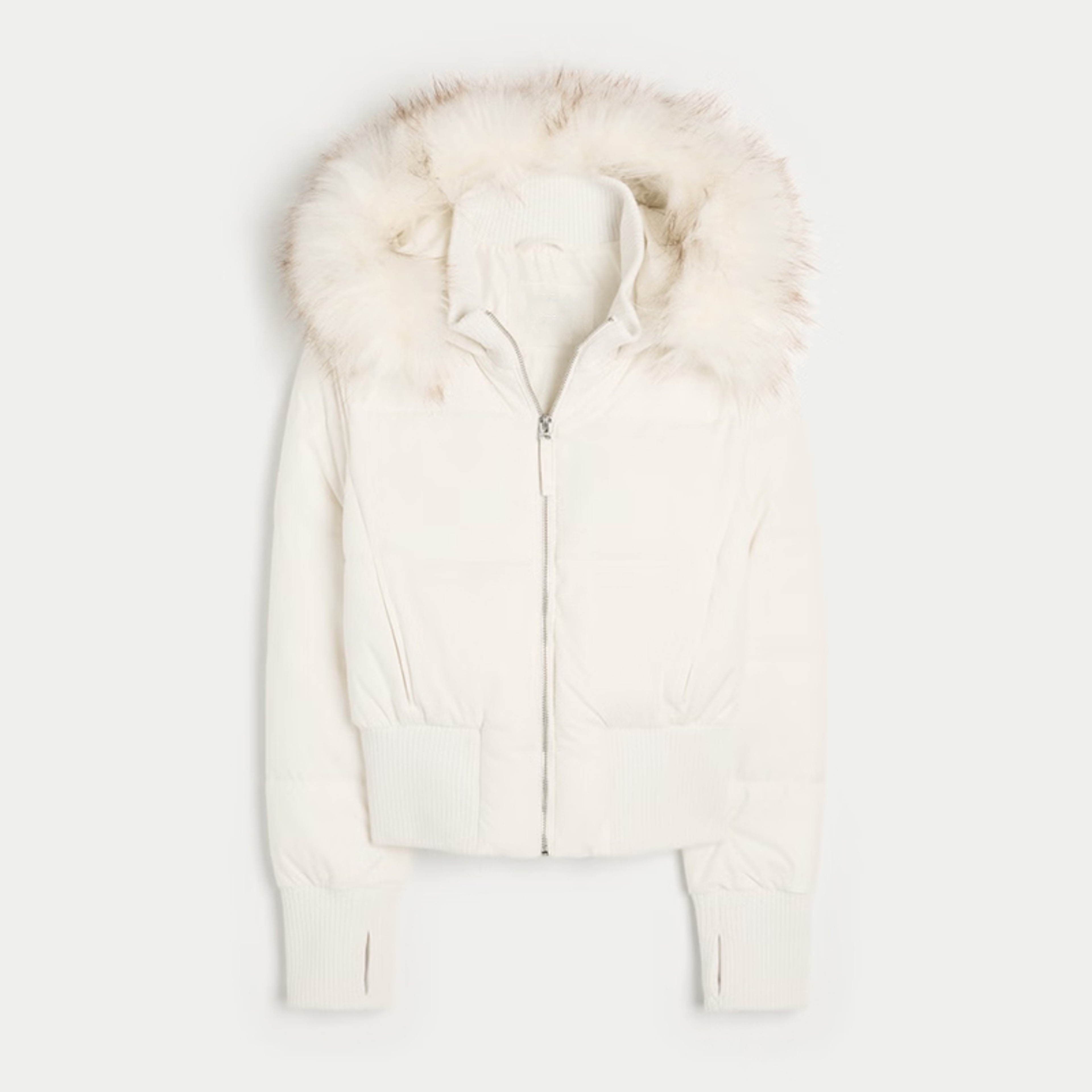 Womens Faux Fur Hooded Jacket Quilted Cropped Coat Winter Fashion Outerwear With Zipper Pockets 5