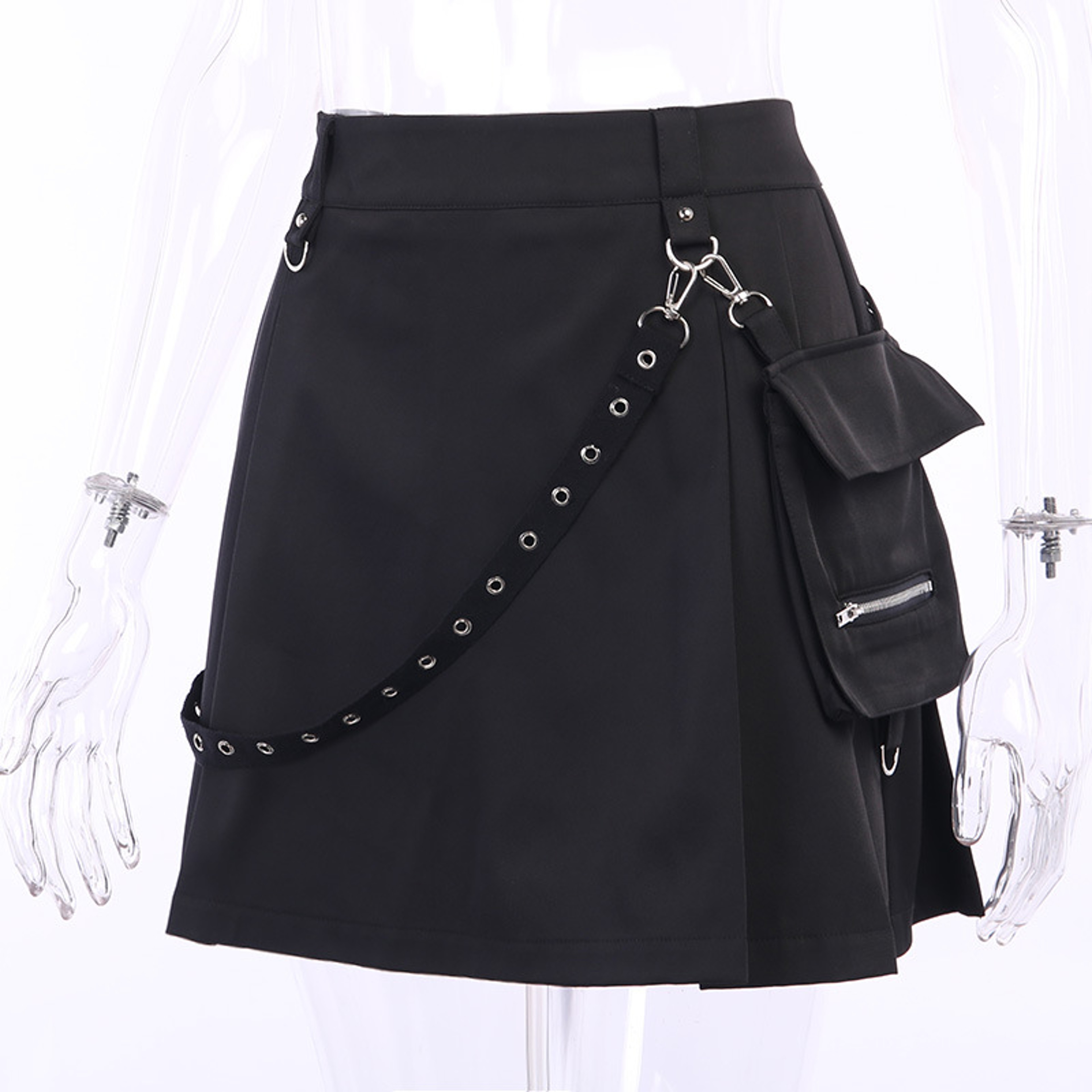 Plus Size Bandage Skirt, Harajuku Punk Gothic, High Waist Patchwork Mini, Womens Streetwear – view 7