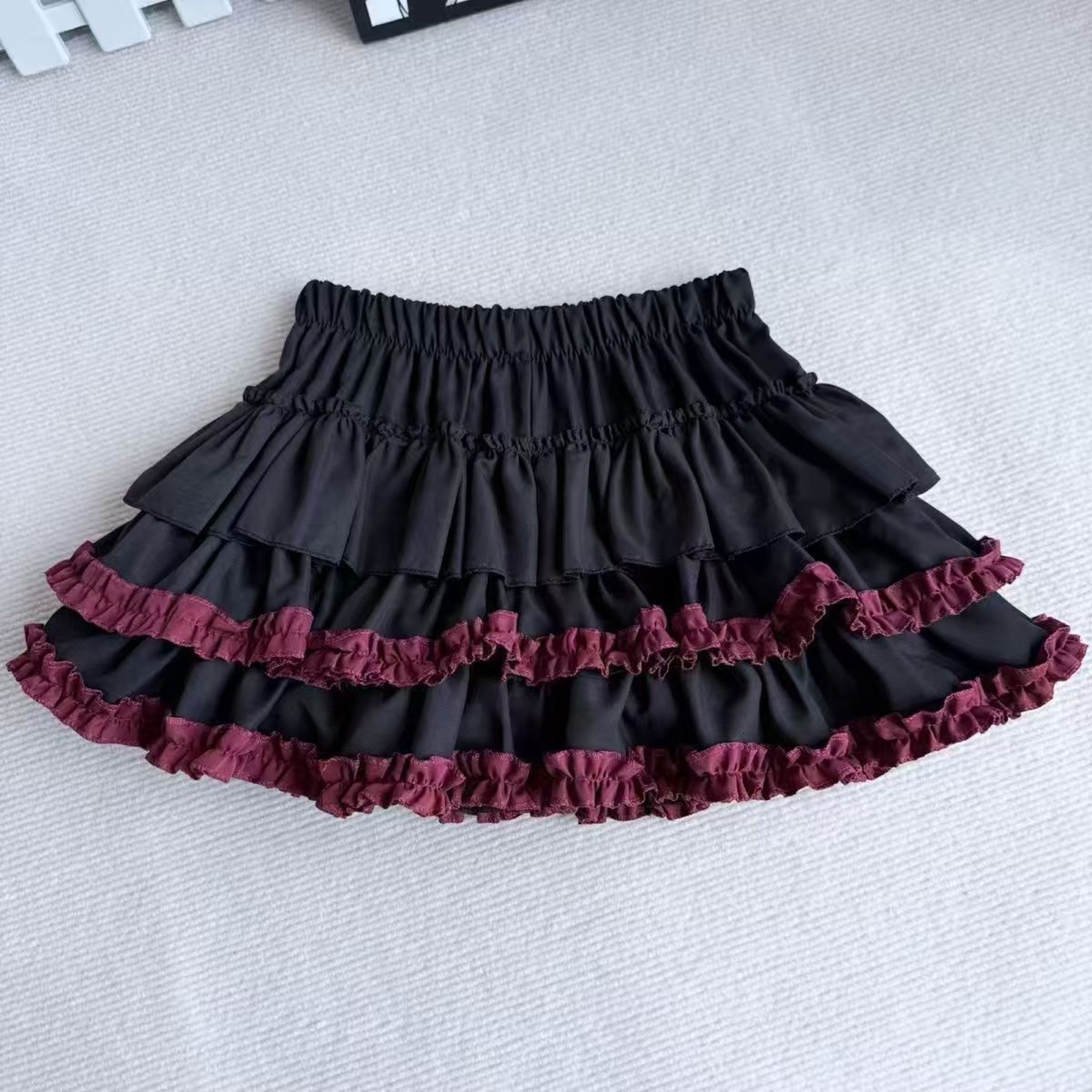 Purple Pumpkin Cake Skirt, Mini Skirt, Sweet Lolita Fashion with Fluffy White Lace and Pleats – view 5
