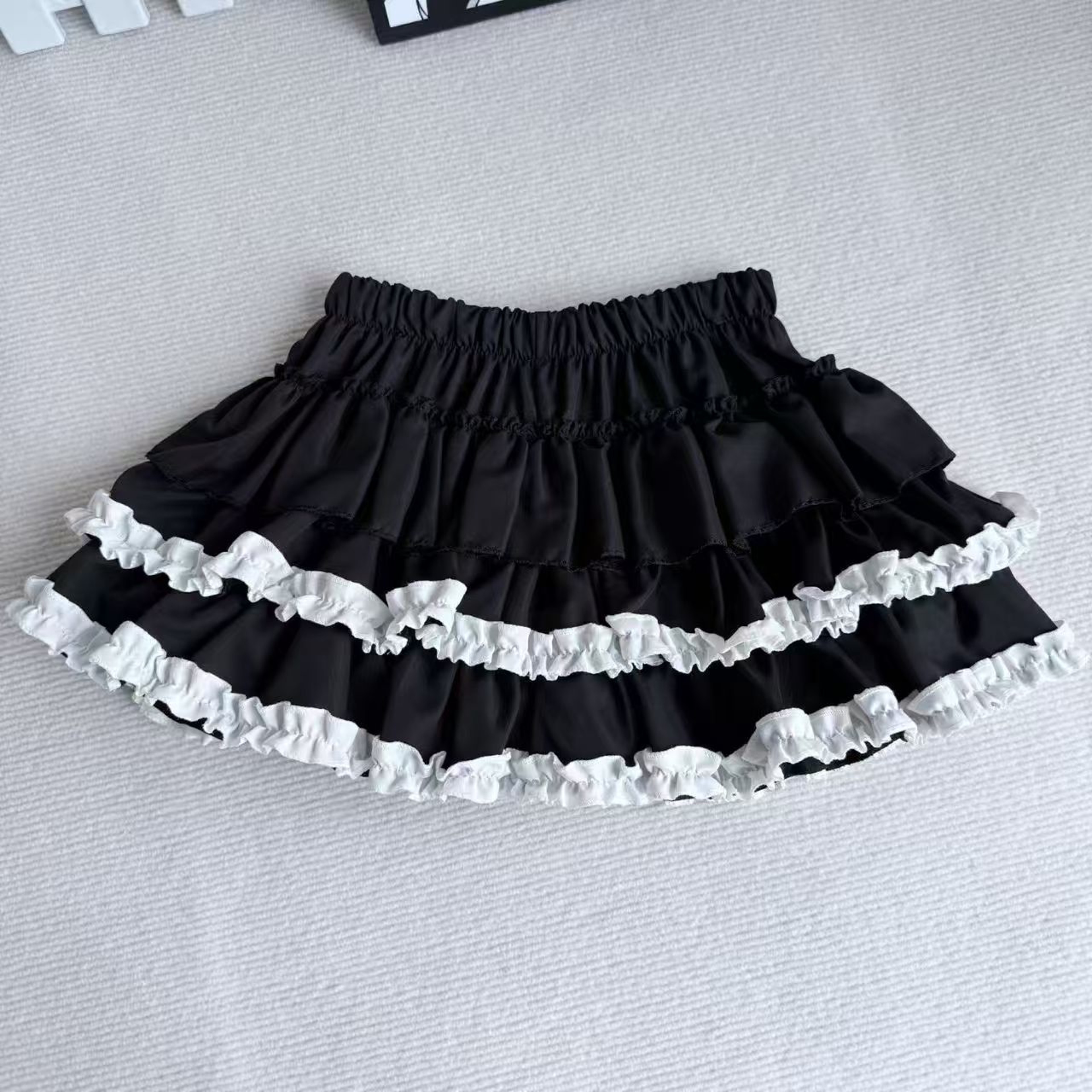 Purple Pumpkin Cake Skirt, Mini Skirt, Sweet Lolita Fashion with Fluffy White Lace and Pleats – view 13
