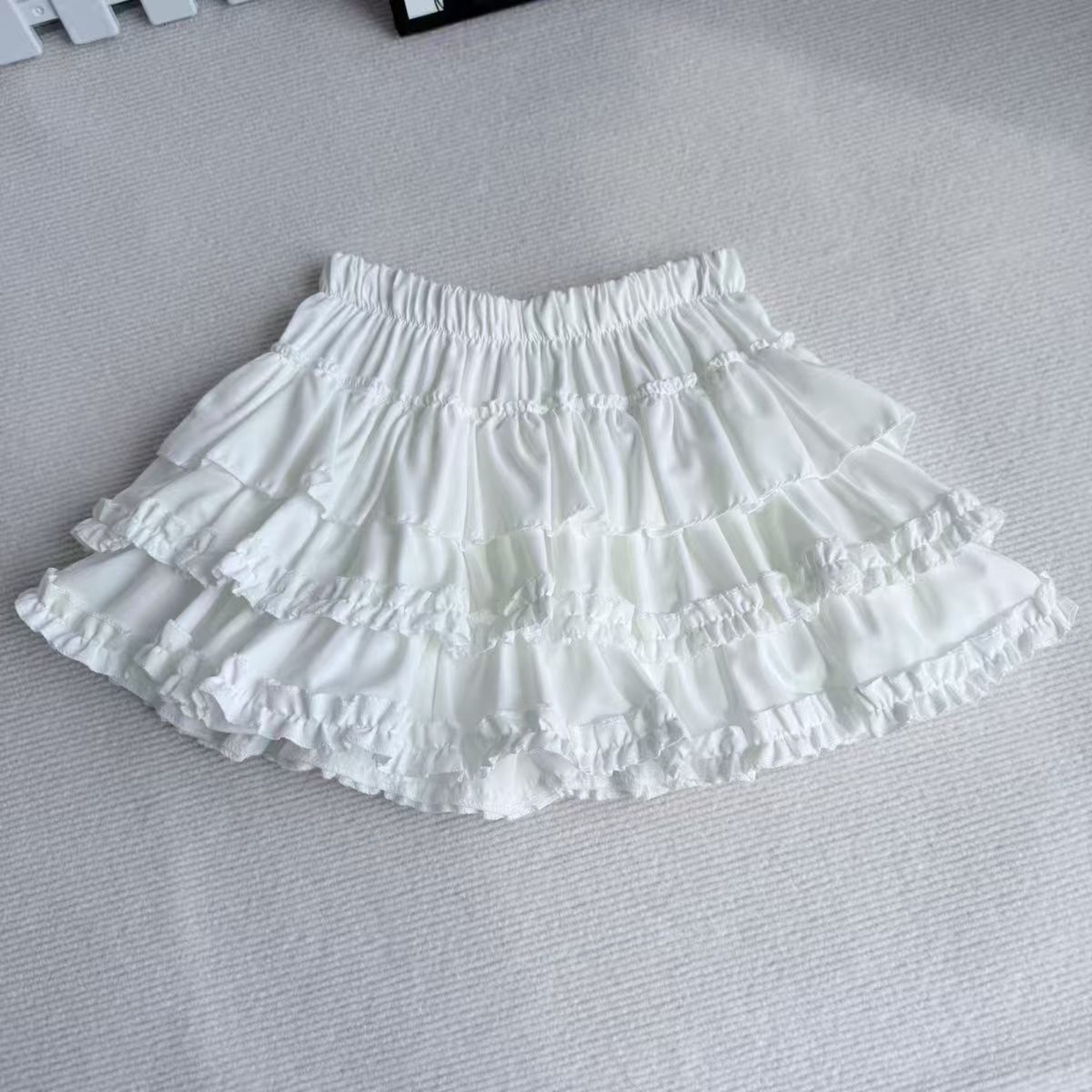 Purple Pumpkin Cake Skirt, Mini Skirt, Sweet Lolita Fashion with Fluffy White Lace and Pleats – view 14