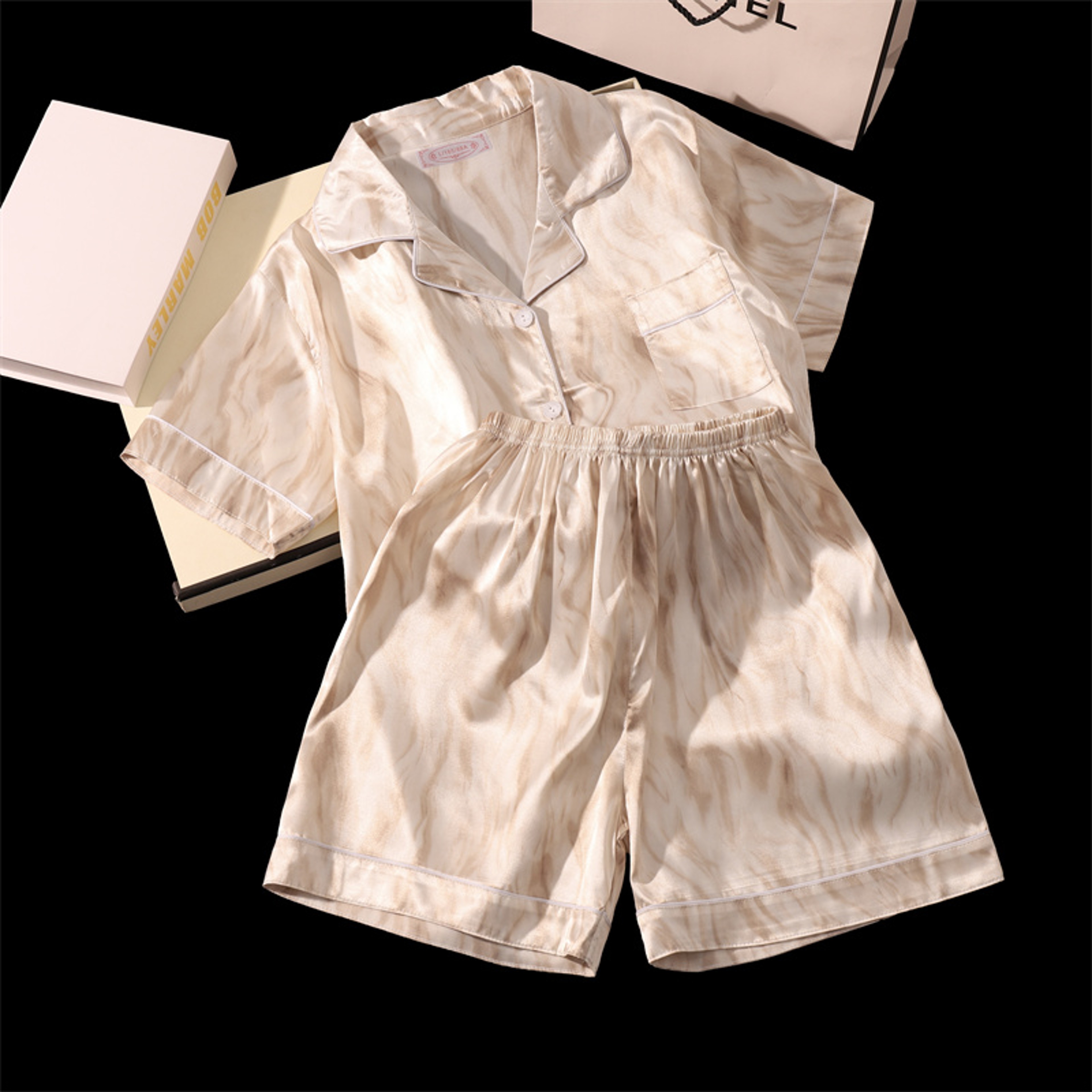 Ladies Summer Pajama Set, Cute Cherries Print Two Piece, Casual Shorts and Top, Home Clothes – view 11