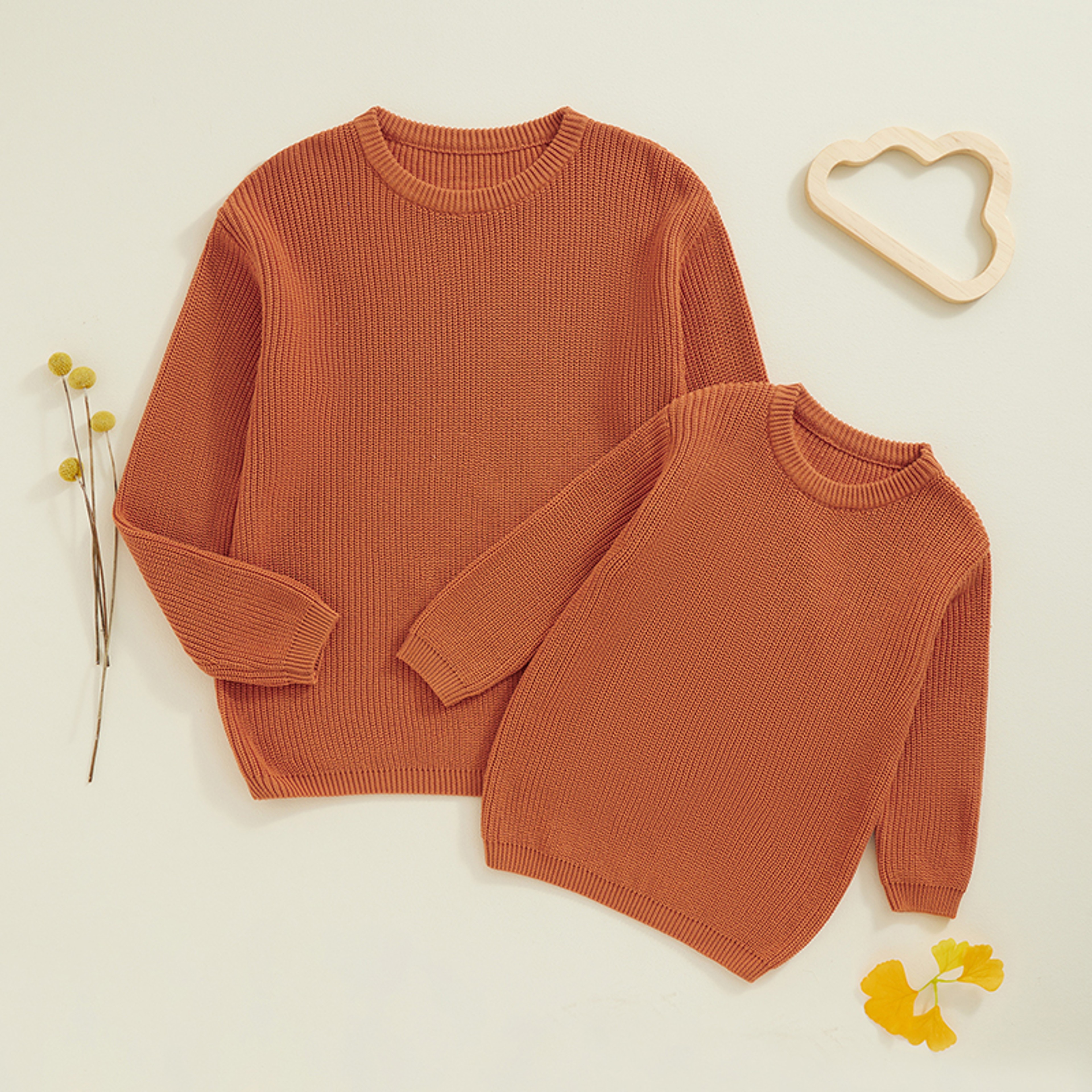 Sweaters, Chunky Knit Ribbed Tops, Solid Color Long Sleeve Round Neck, Autumn Winter Fashion – view 2