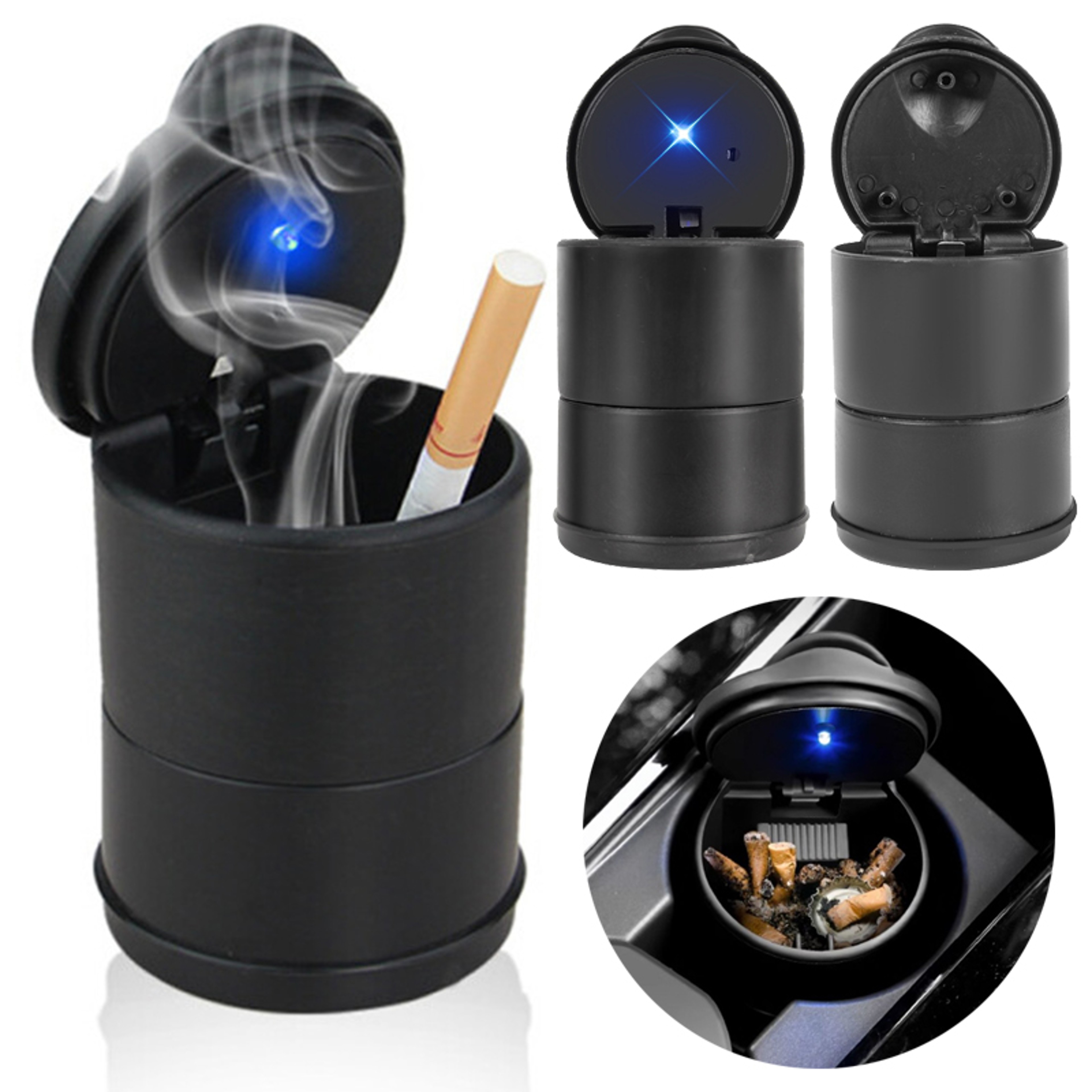 Portable Car LED Ashtray, Auto Interior Accessories, Cigarette Ashtray Holder, Spill Proof Garbage Storage Cup – view 1