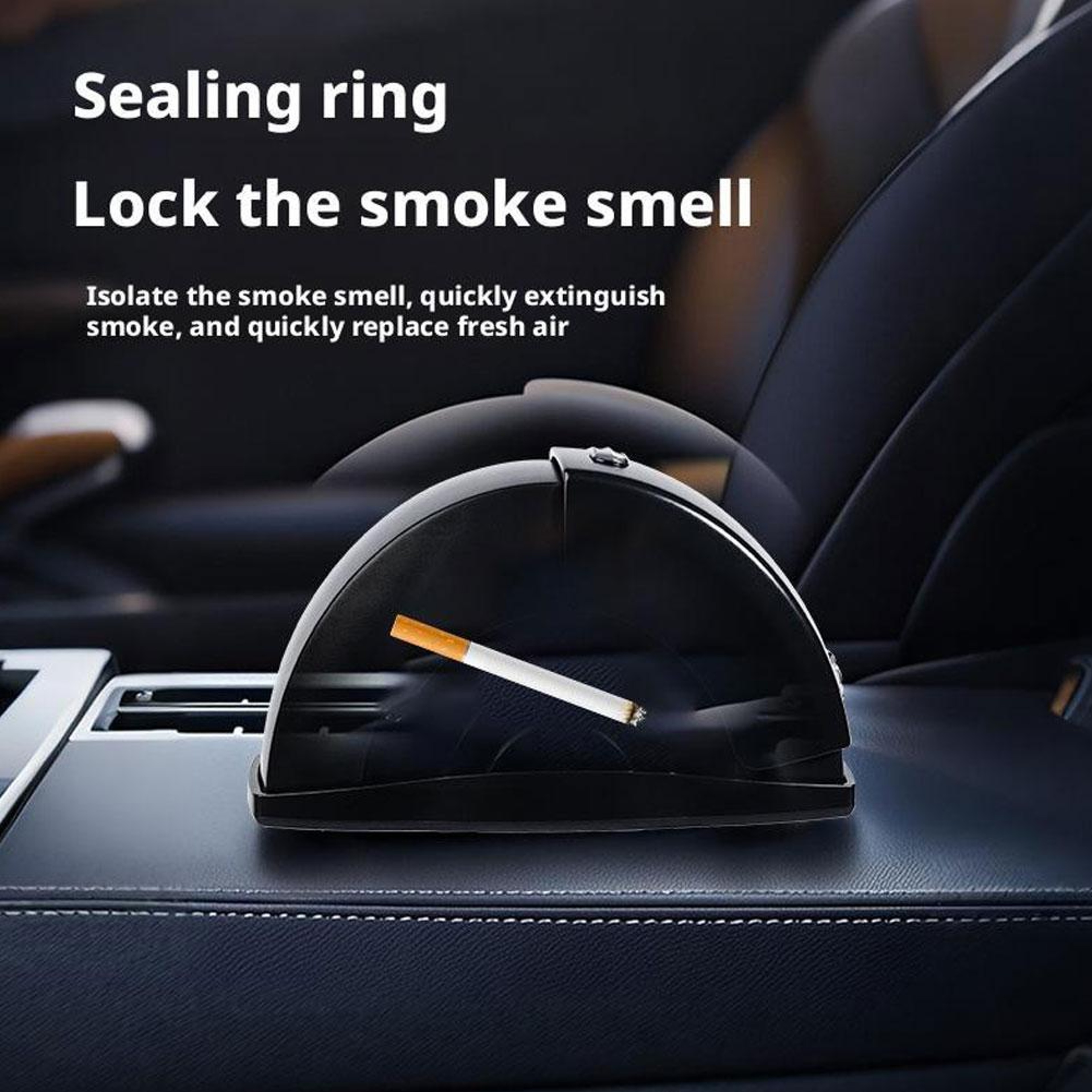 Portable Car Ashtray, Smokeless Door Mounted Ash Tray with Lid, Auto Trash Bin and Cigarette Holder – view 3