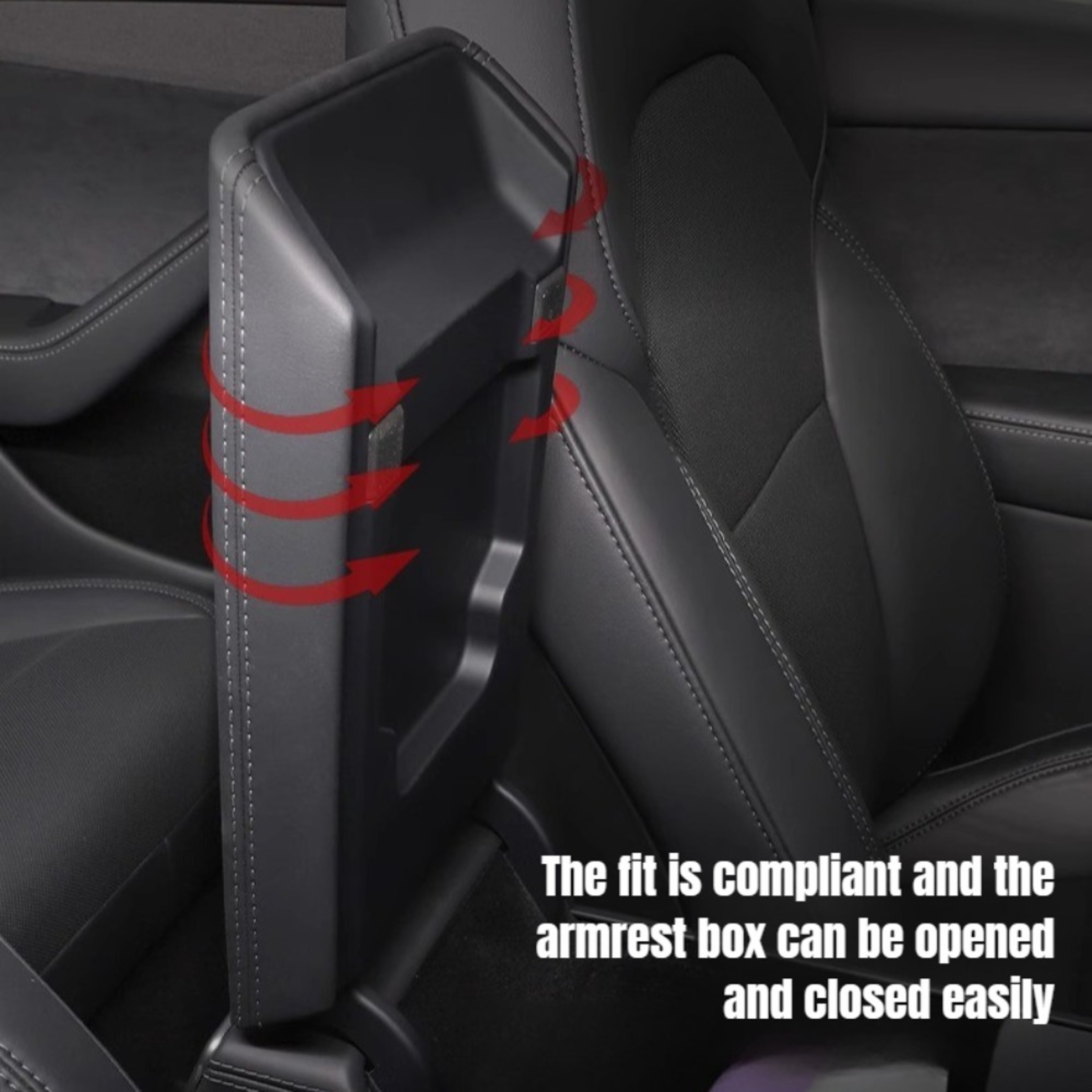 Tesla Model Y Armrest Box Cover, Leather and ABS Protective Lid, Highland and Juniper, Center Console Accessory – view 5