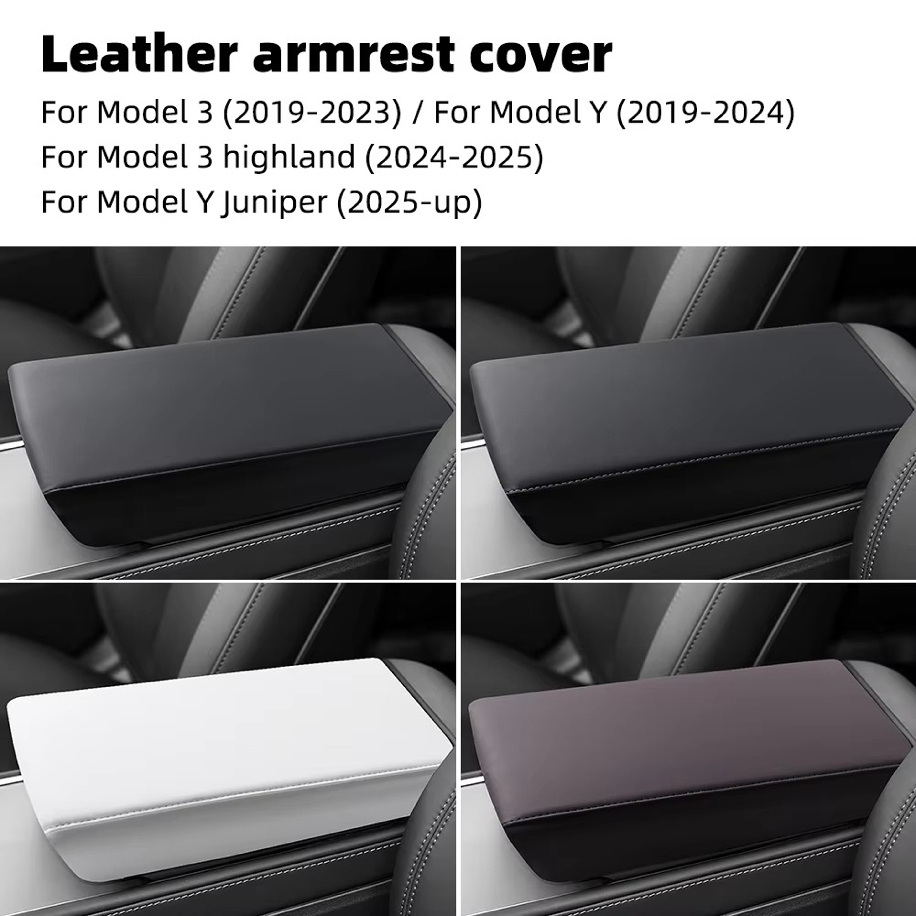 Tesla Model Y Armrest Box Cover, Leather and ABS Protective Lid, Highland and Juniper, Center Console Accessory – view 6