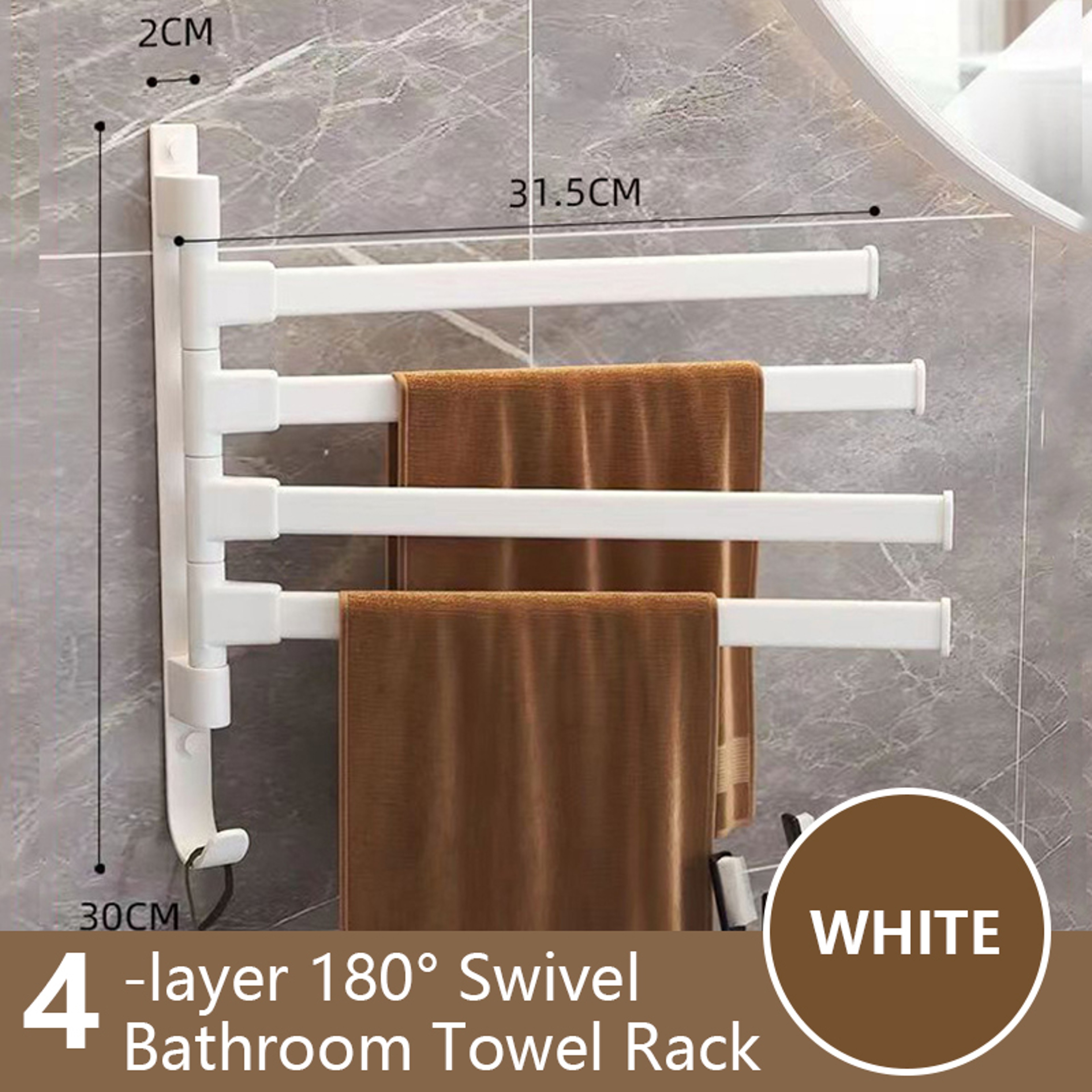 Space Saving Rotatable Towel Rack Wall Mounted Aluminum Towel Holder For Kitchen And Bathroom 7