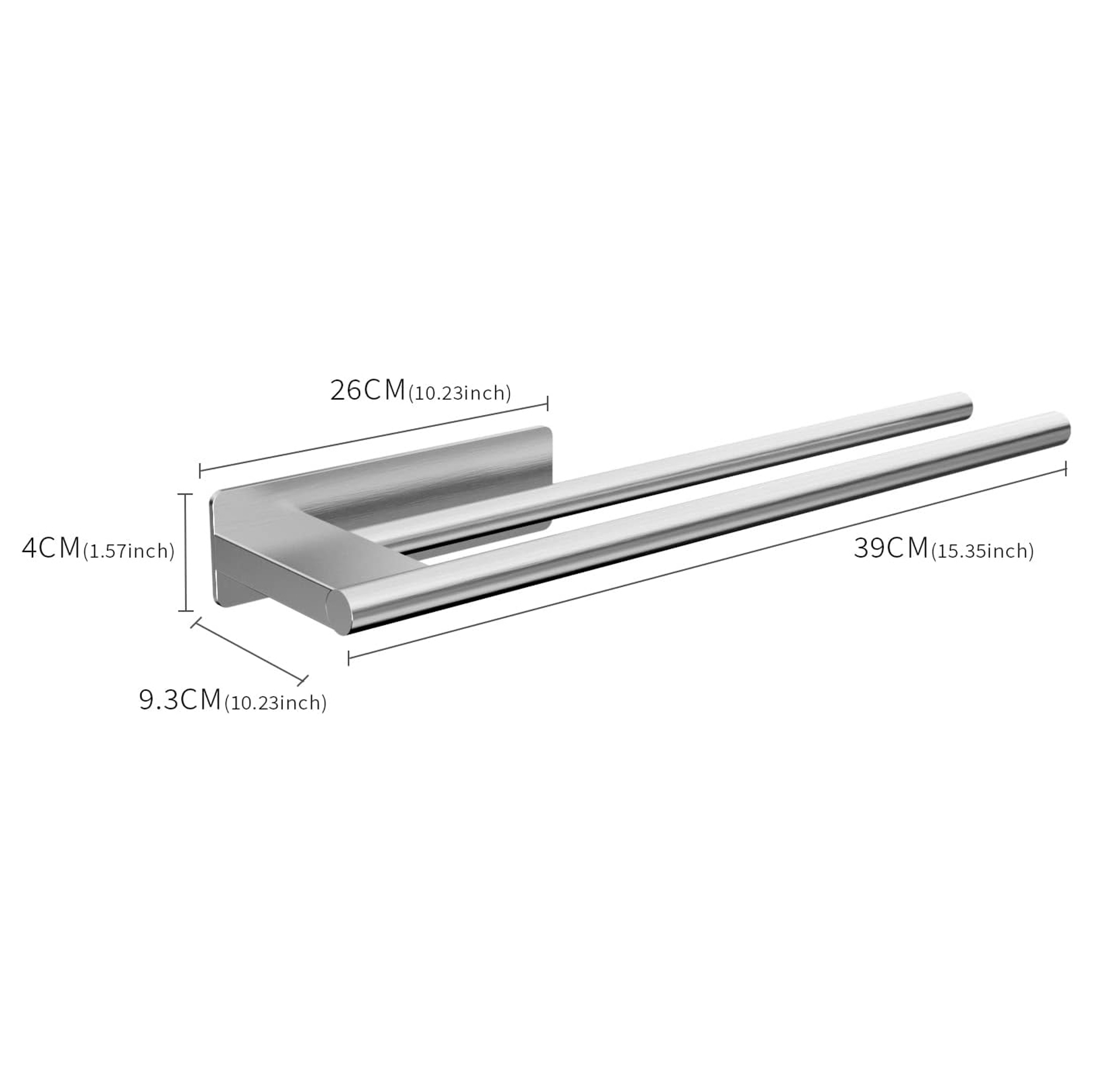 No Drill Towel Rack, Stainless Steel Black Adhesive Bar, for Bathroom and Kitchen – view 6