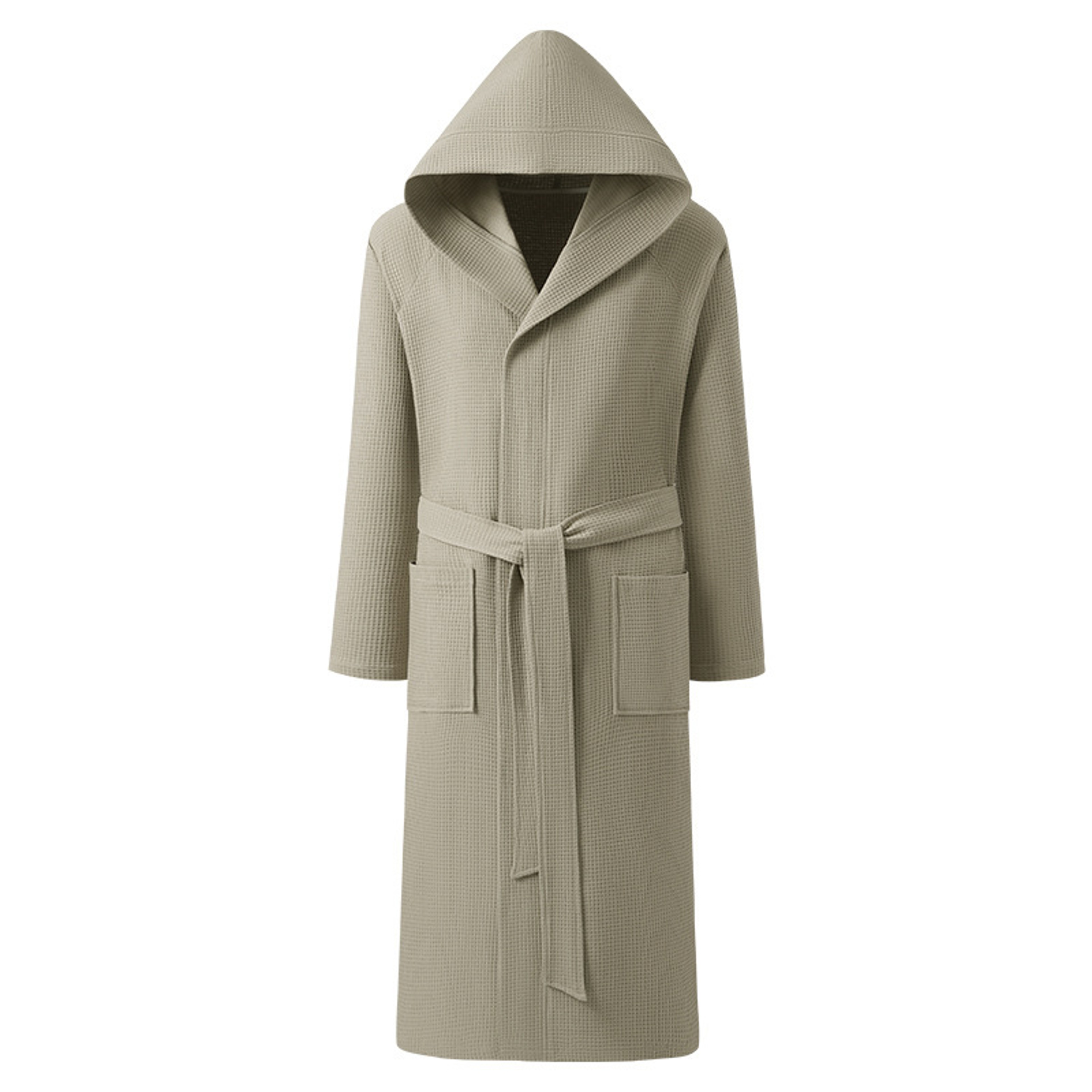 Cotton Waffle Kimono Robe, Long Sleeve Hooded Bathrobe, Couples Sleepwear and Home Loungewear for Spring and Autumn – view 9
