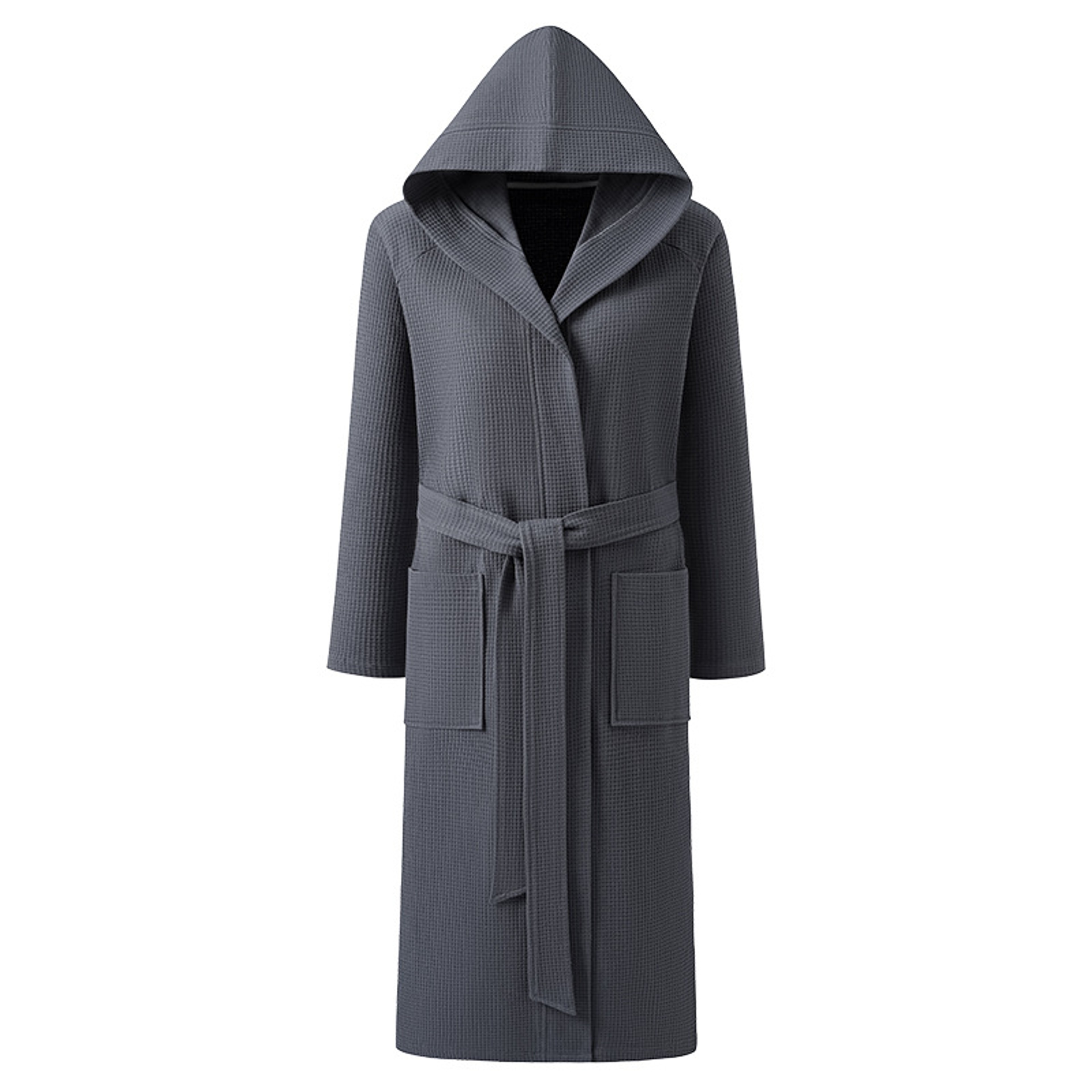 Cotton Waffle Kimono Robe, Long Sleeve Hooded Bathrobe, Couples Sleepwear and Home Loungewear for Spring and Autumn – view 15