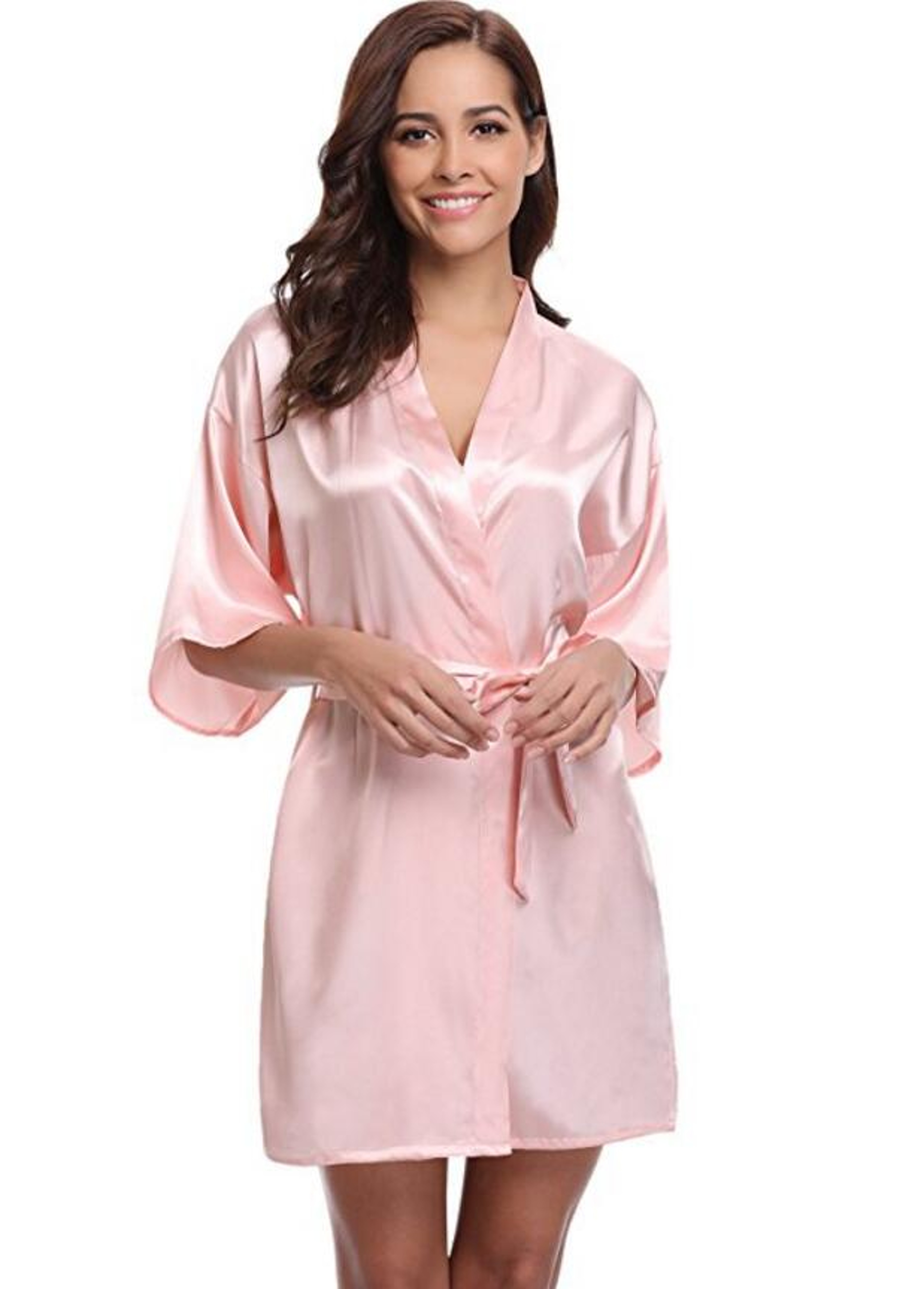 Luxury Silk Kimono Robe, Women's Satin Bathrobe, Navy Blue Bridesmaid Robe, Sexy Dressing Gown – view 4