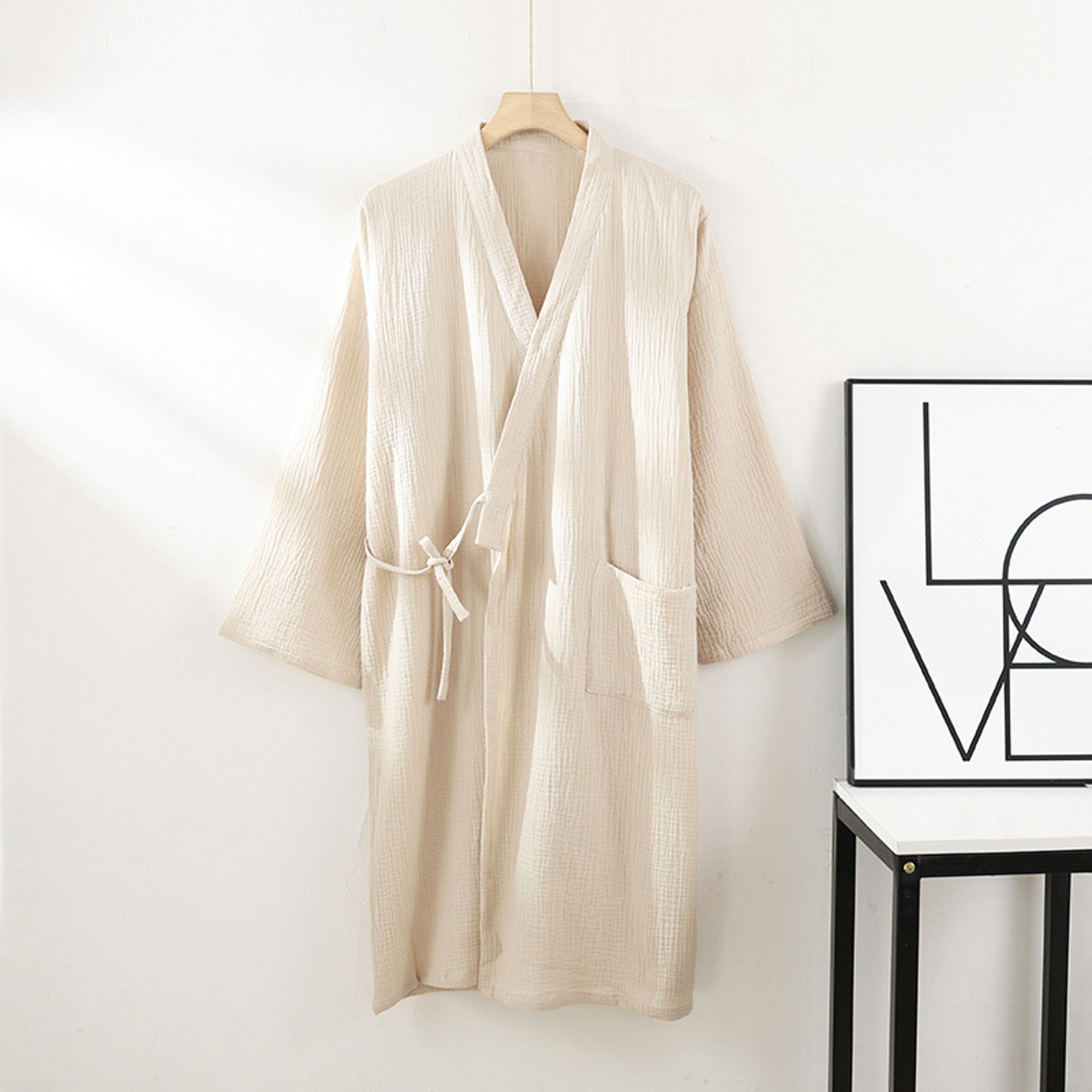 Cotton Kimono Robe, Lightweight Bathrobe for Men and Women, Soft Loungewear, Spa Robe, Ideal Gift – view 8