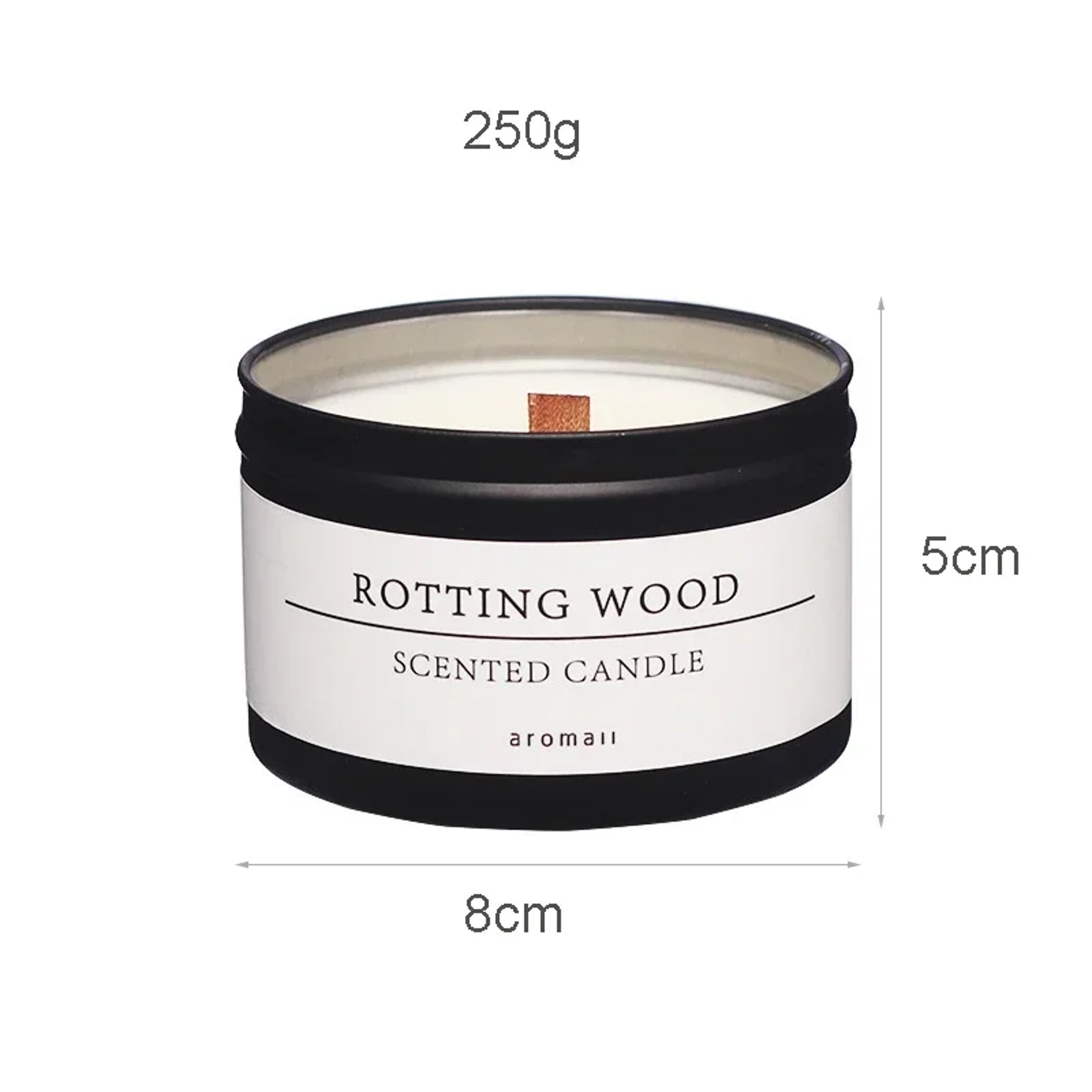 Classic Home Decorative Candles Black Tin Can With Lid Scented Aromatic Candles With Wooden Wick An 6