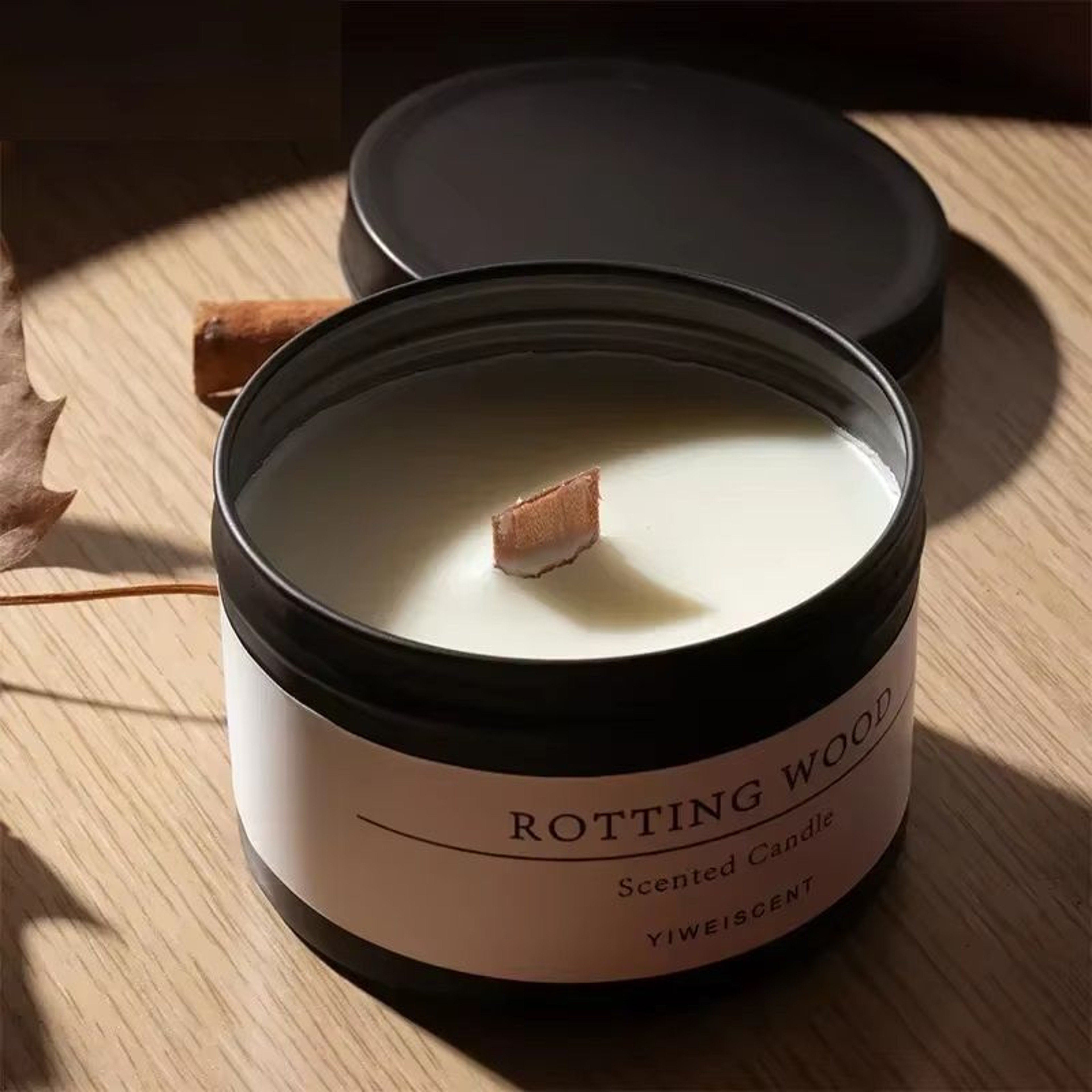 Classic Home Decorative Candles Black Tin Can With Lid Scented Aromatic Candles With Wooden Wick An 0