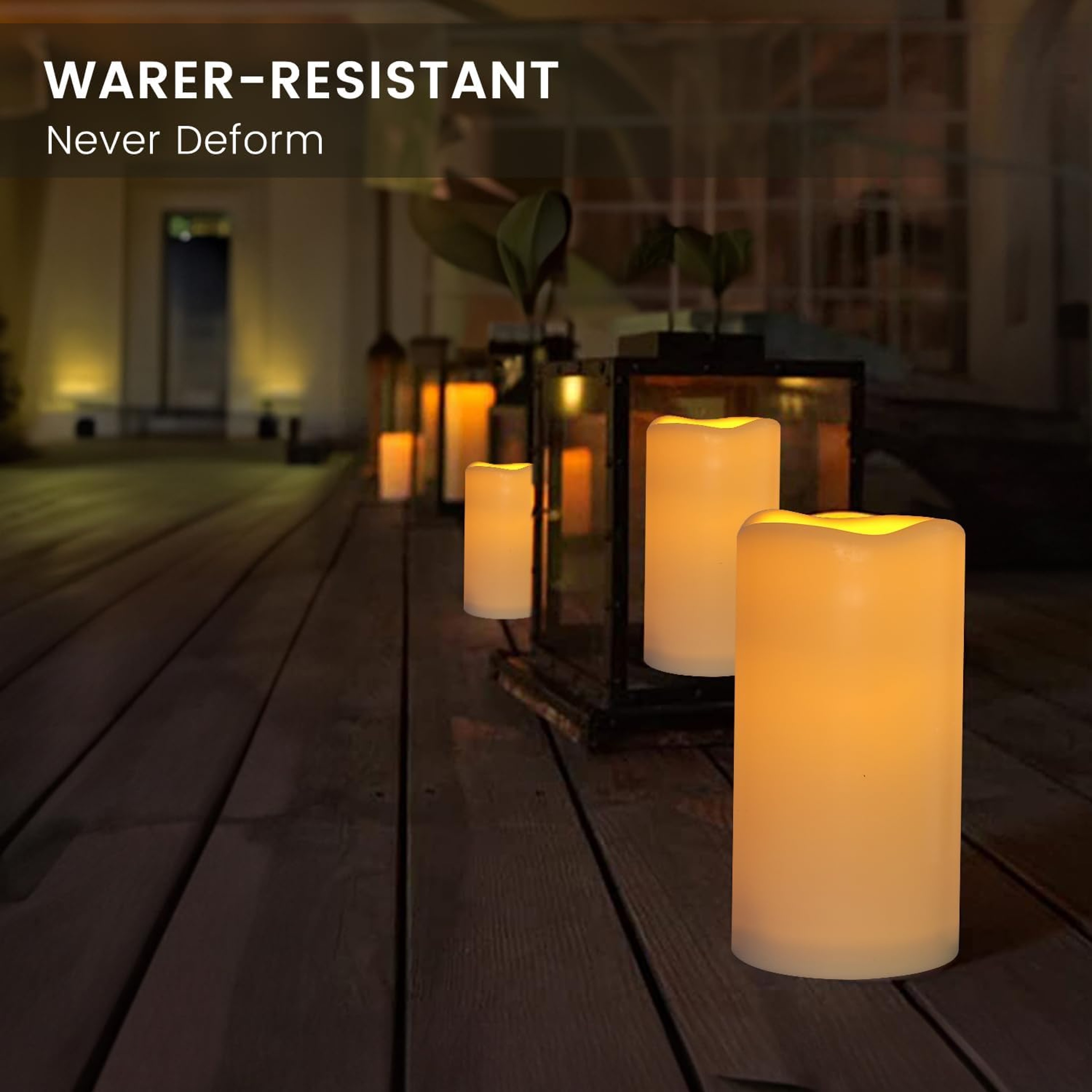 Candlium Flameless Candle Set, Ivory Pillars, Battery Operated, Includes Remote, for Indoor and Outdoor Use – view 3