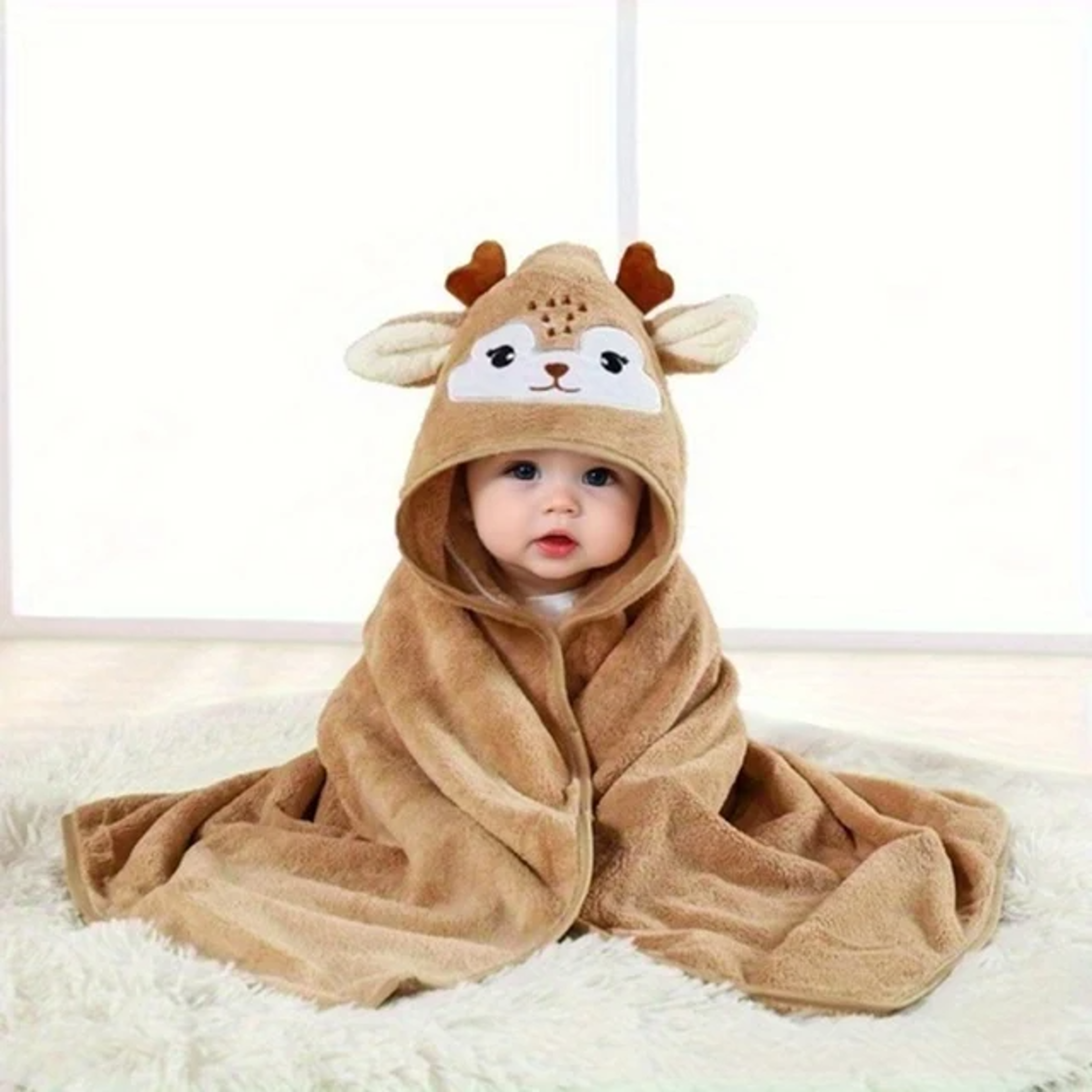 Cartoon Baby Bath Towel, Hooded Baby Bathrobe for Newborns, Swaddling Blanket for Boys and Girls, Soft Polyester Fiber – view 9