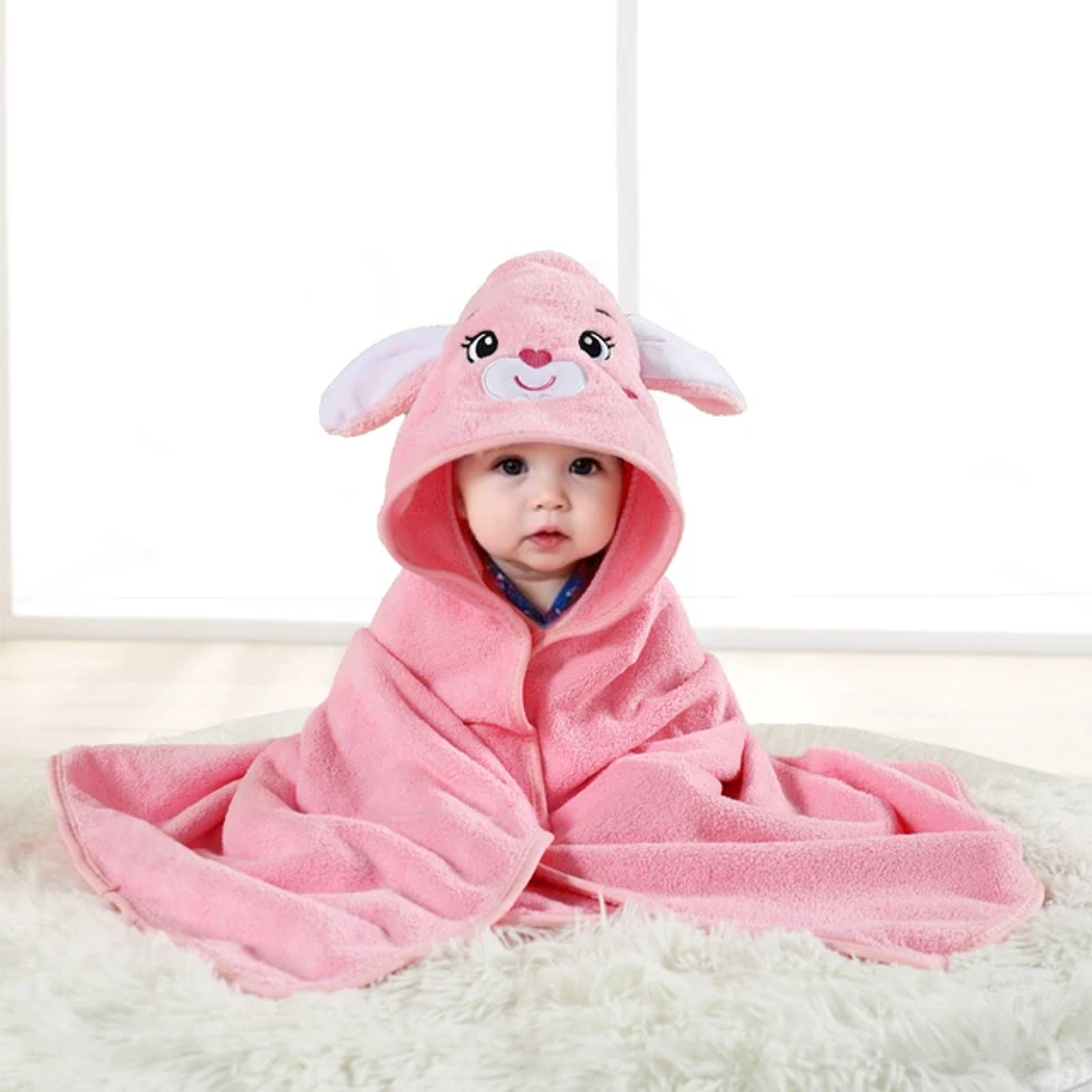 Cartoon Baby Bath Towel, Hooded Baby Bathrobe for Newborns, Swaddling Blanket for Boys and Girls, Soft Polyester Fiber – view 11