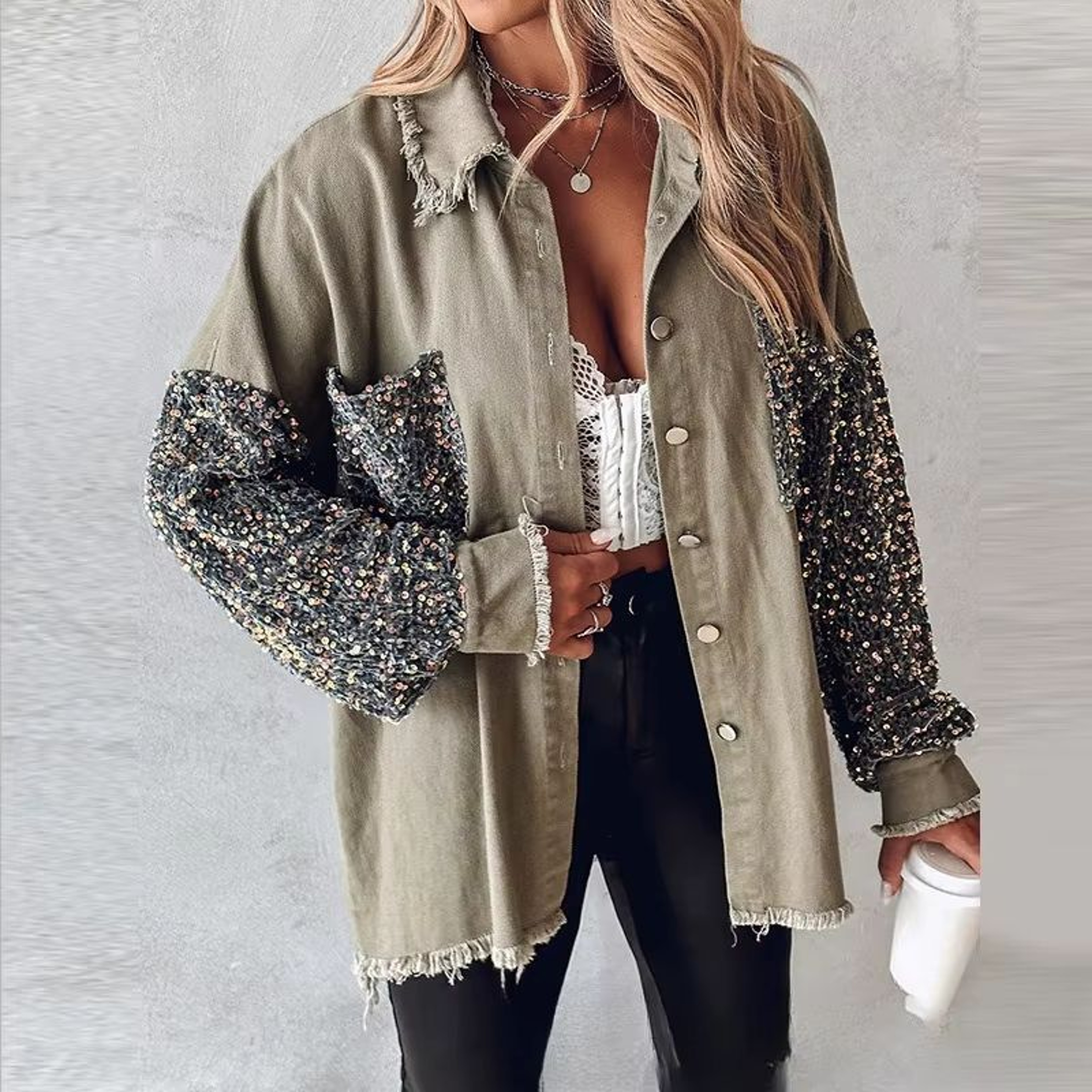 Elegant Beaded Cardigan Jacket For Women Casual Chic Fashion Outerwear 2