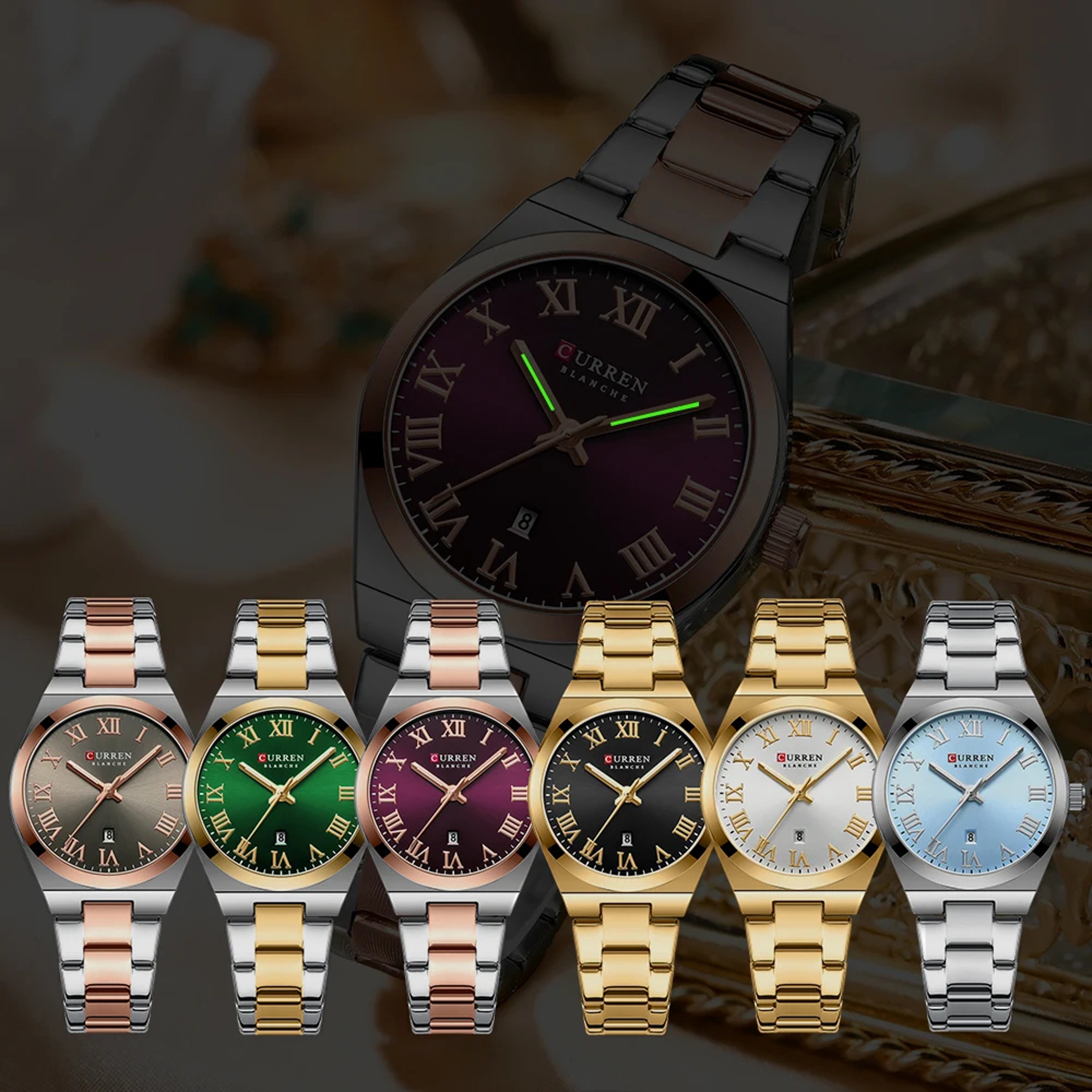 Elegant Ladies Watch Waterproof Stainless Steel Analog Watch For Women With Date Function 0