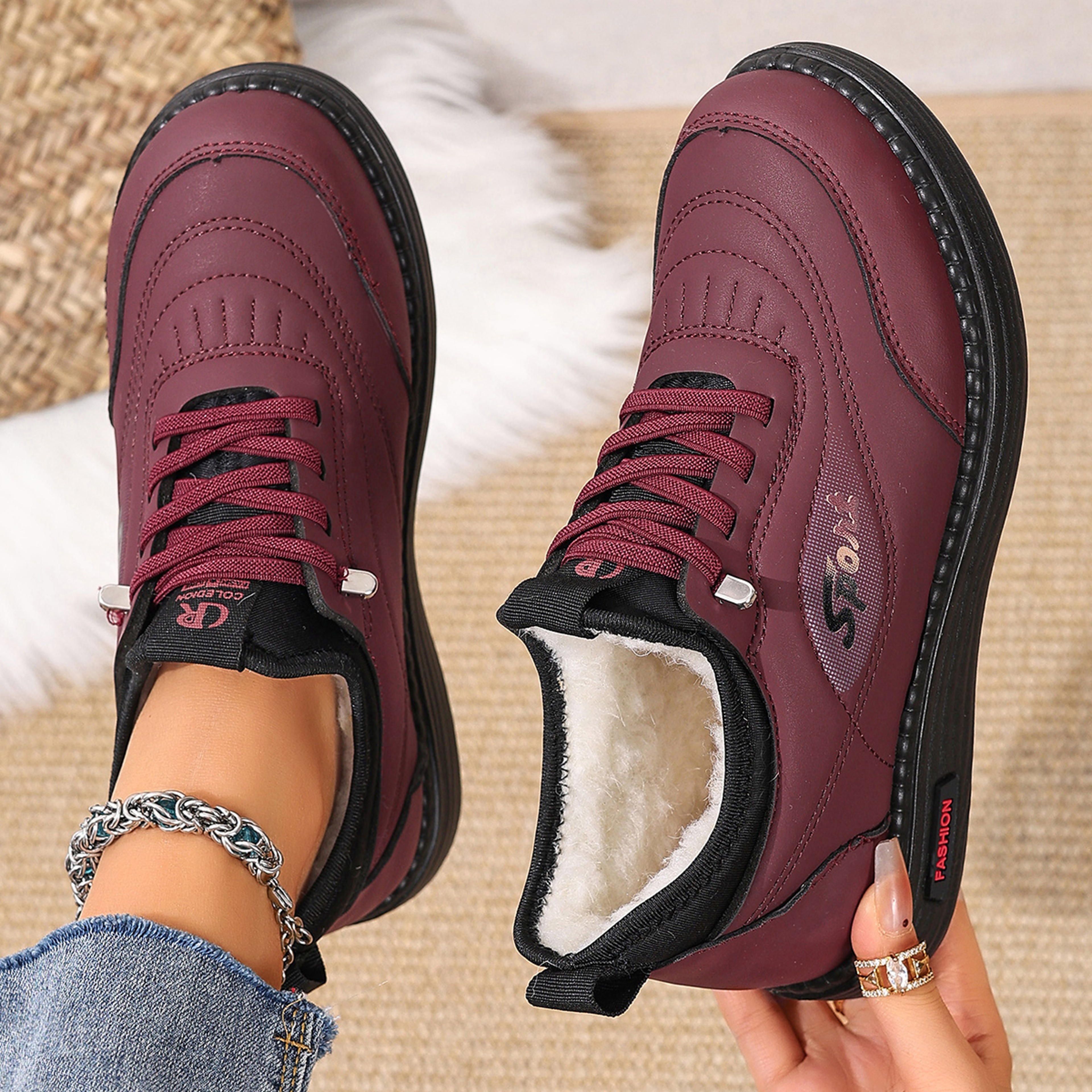 New Winter Casual Women's Cotton Shoes with Fleece for Cold Weather Comfortable and Skid-Resistant – view 2