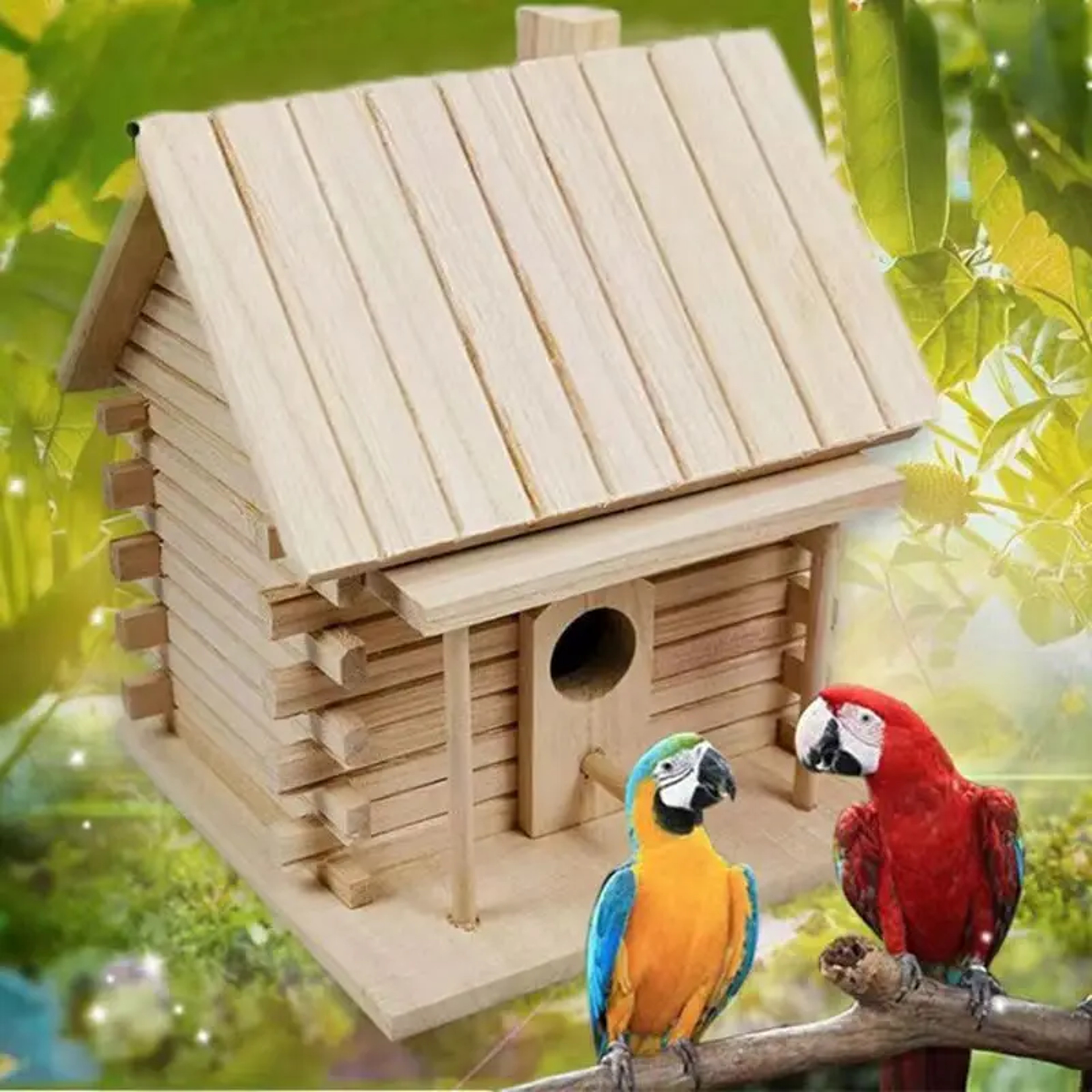 Bird Cage Accessories Wooden Bird House Hanging Nesting Box for Outside Use – view 2