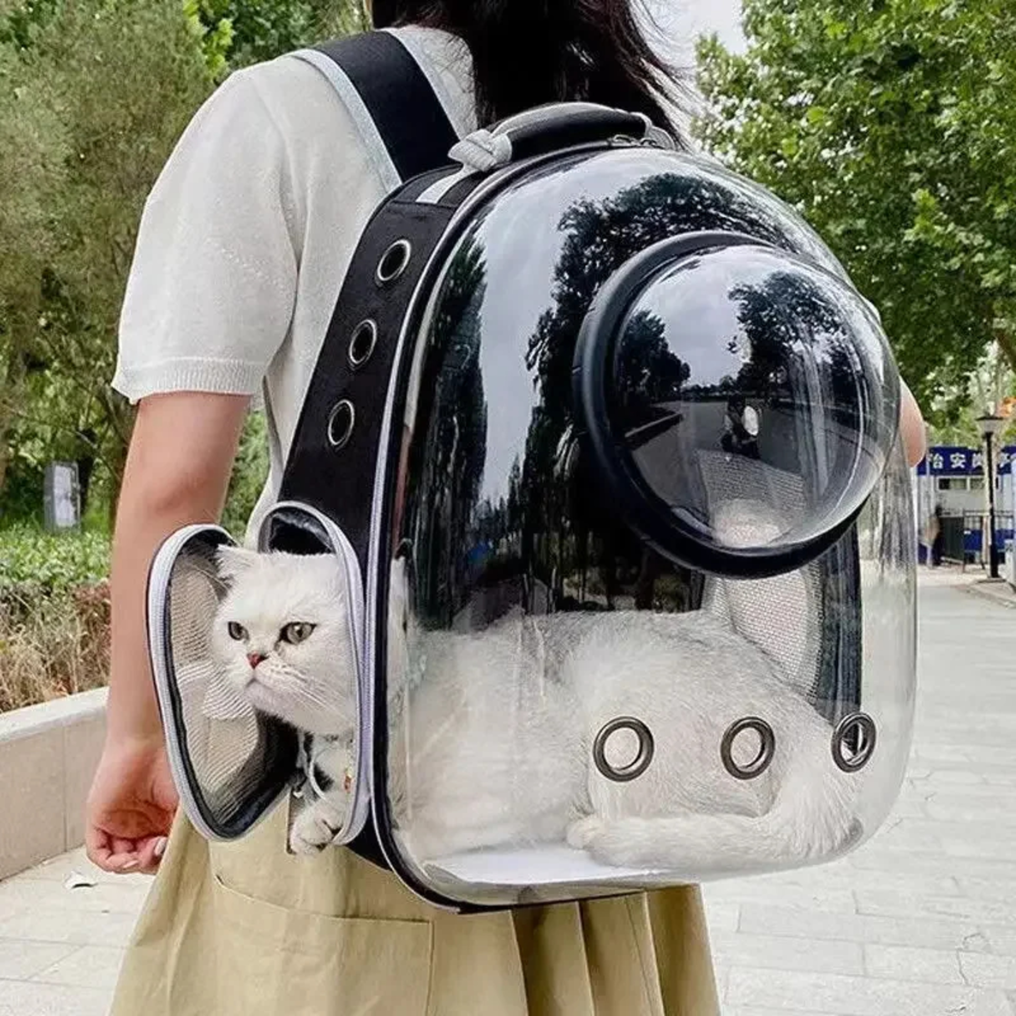 Transparent SpaceCapsule Pet Backpack Carrier Foldable Lightweight Travel Backpack For Cats And Dog 0