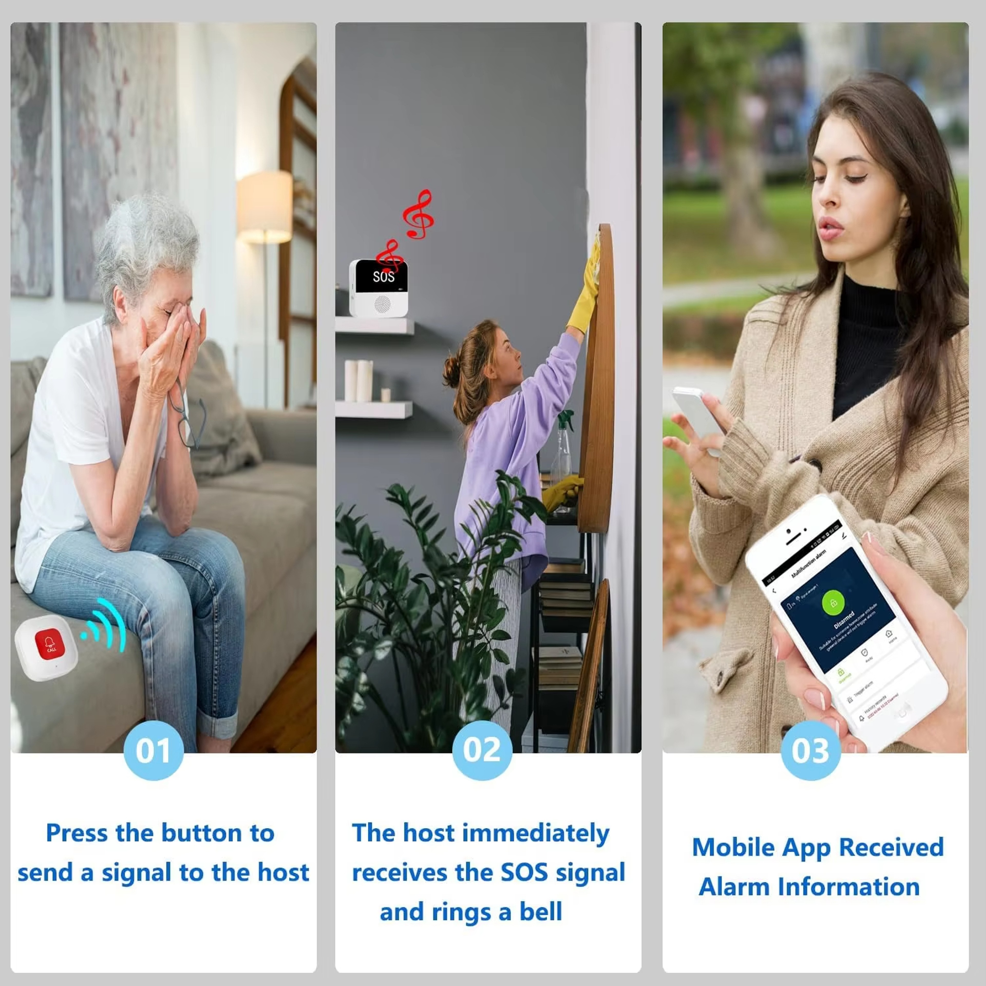 Smart Wireless WiFi SOS Emergency Alert System For Elderly Seniors Disabled Patients Caregiver Call 2