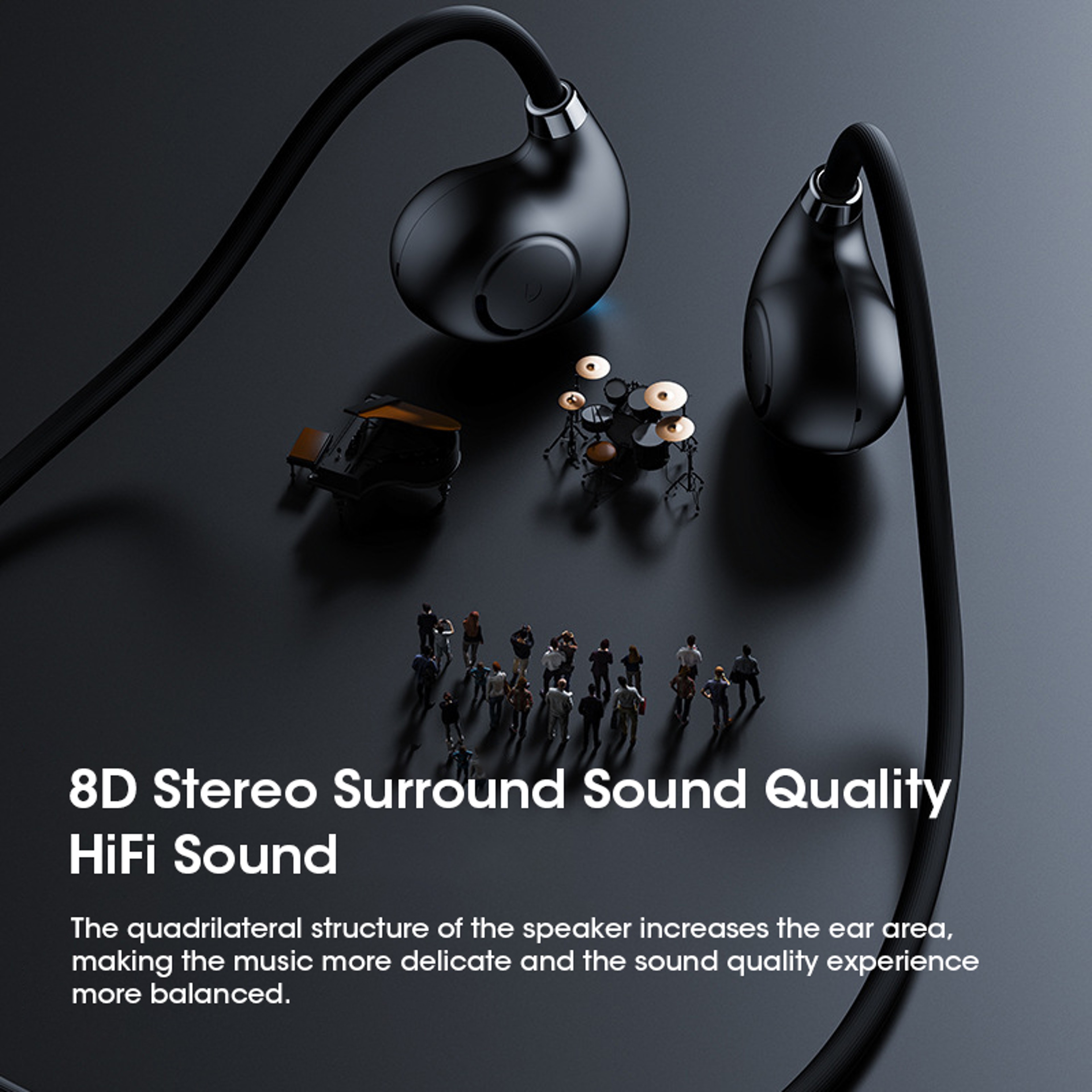 Wireless Bluetooth Air Conduction Headphones with Mic Non-ear-wearing Sports and Running – view 3