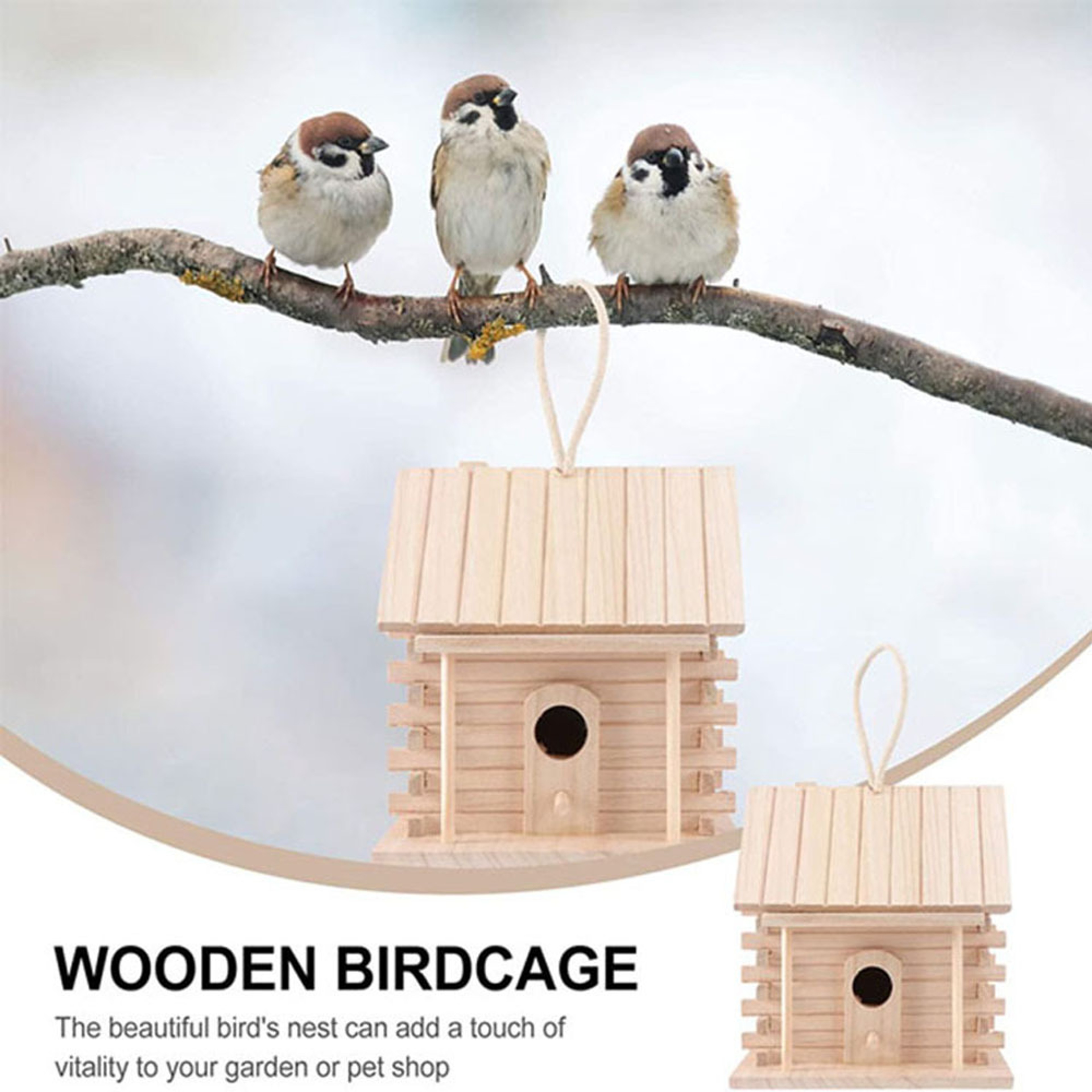 Hanging Bird Nest Wooden Birdhouse for Outside Bird Cage Accessories Home Garden Decoration – view 5