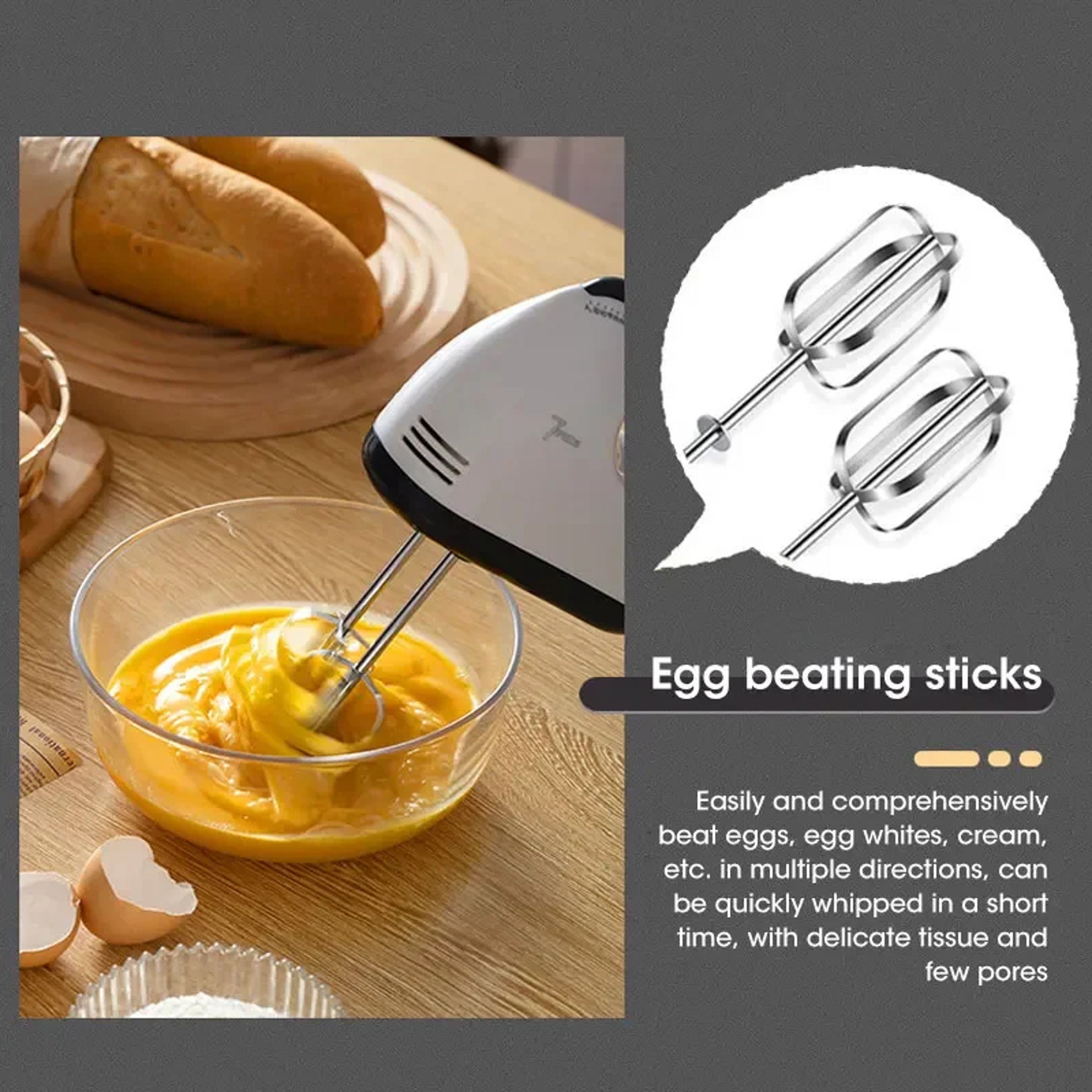 Household Automatic Mixer Handheld Electric Egg Beater Handheld Food Cake Bread Baking Dough Mixer 2