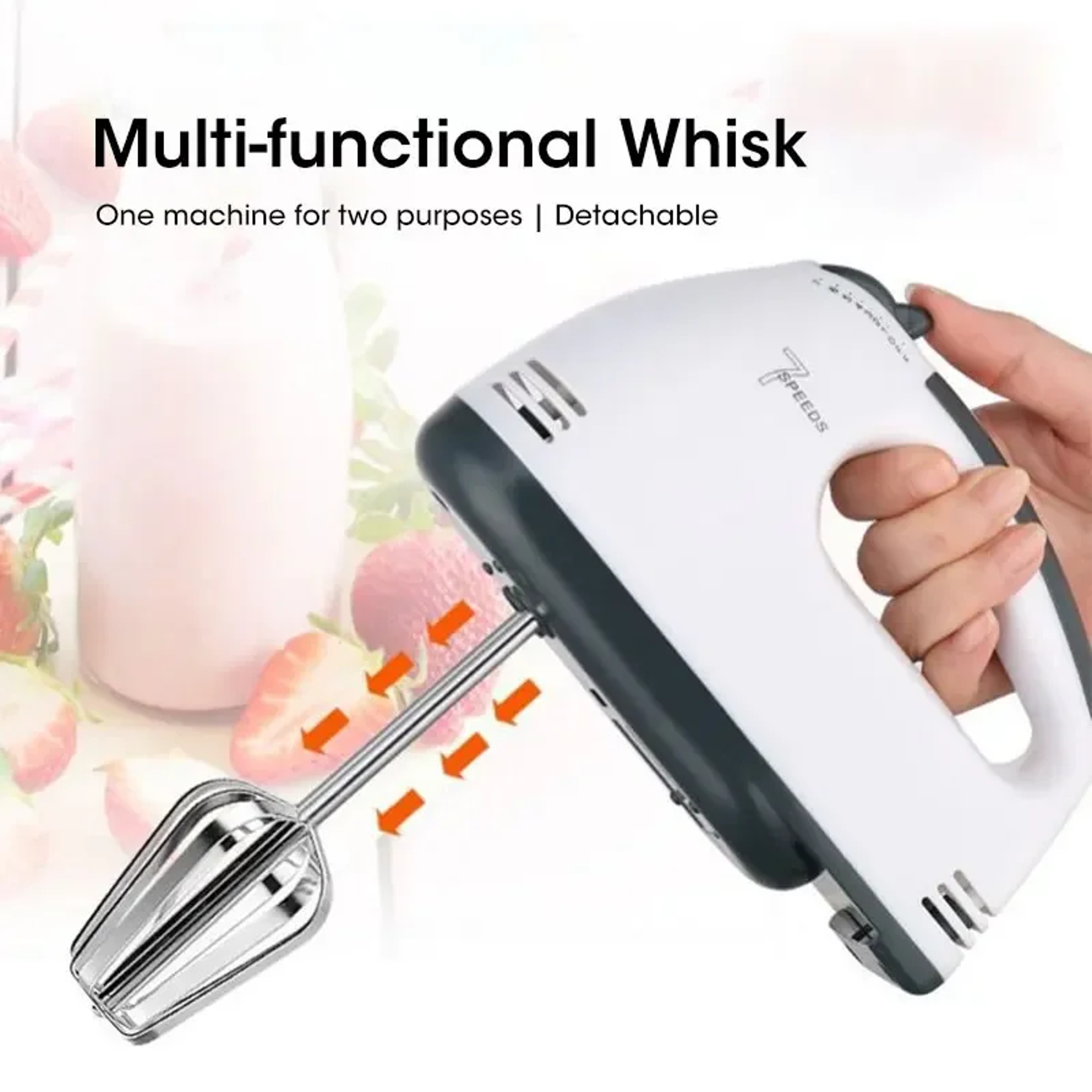 Household Automatic Mixer Handheld Electric Egg Beater Handheld Food Cake Bread Baking Dough Mixer 3