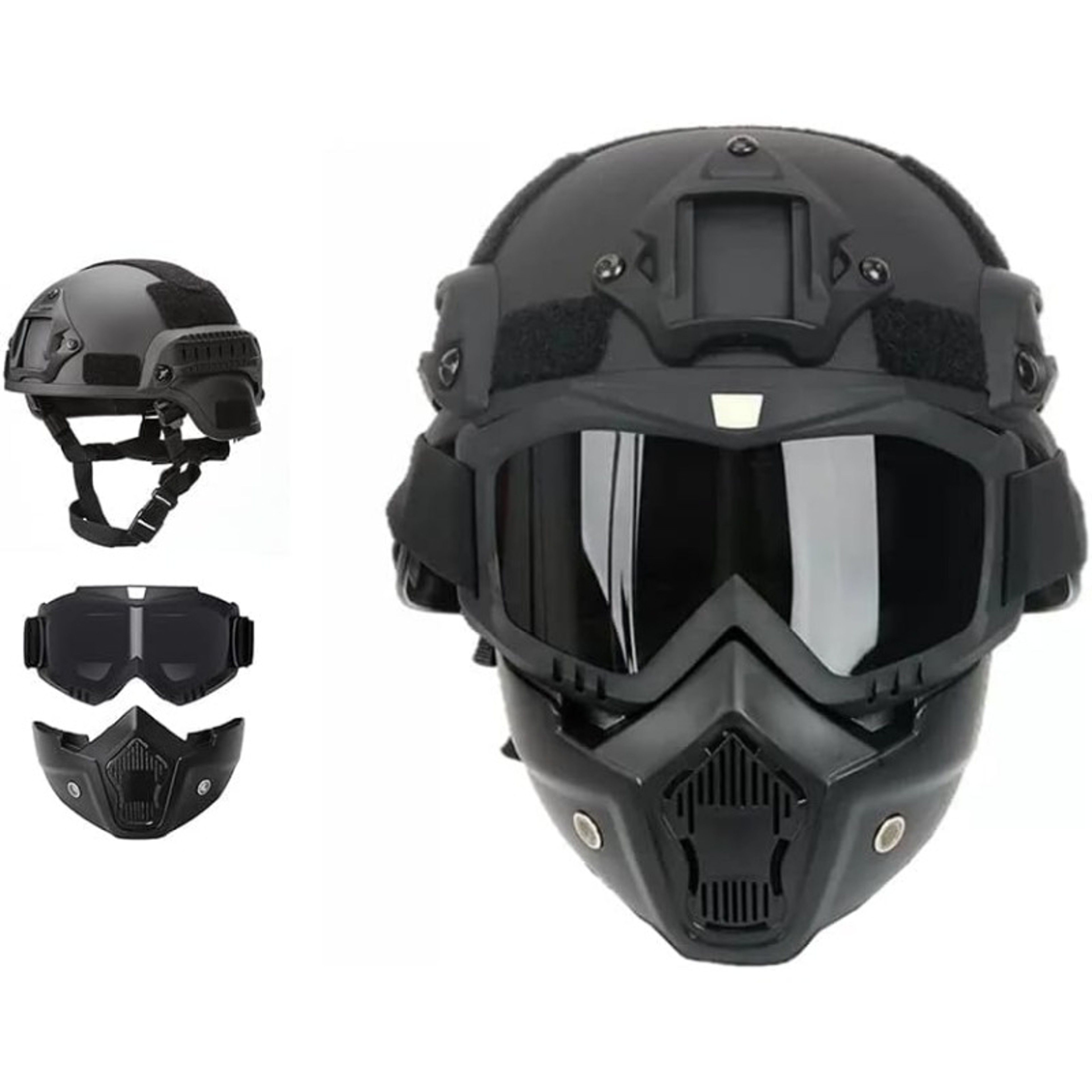 Military Tactical Fast Helmet Set Full Face Mask And Goggles For Airsoft Paintball Outdoor Hunting  3