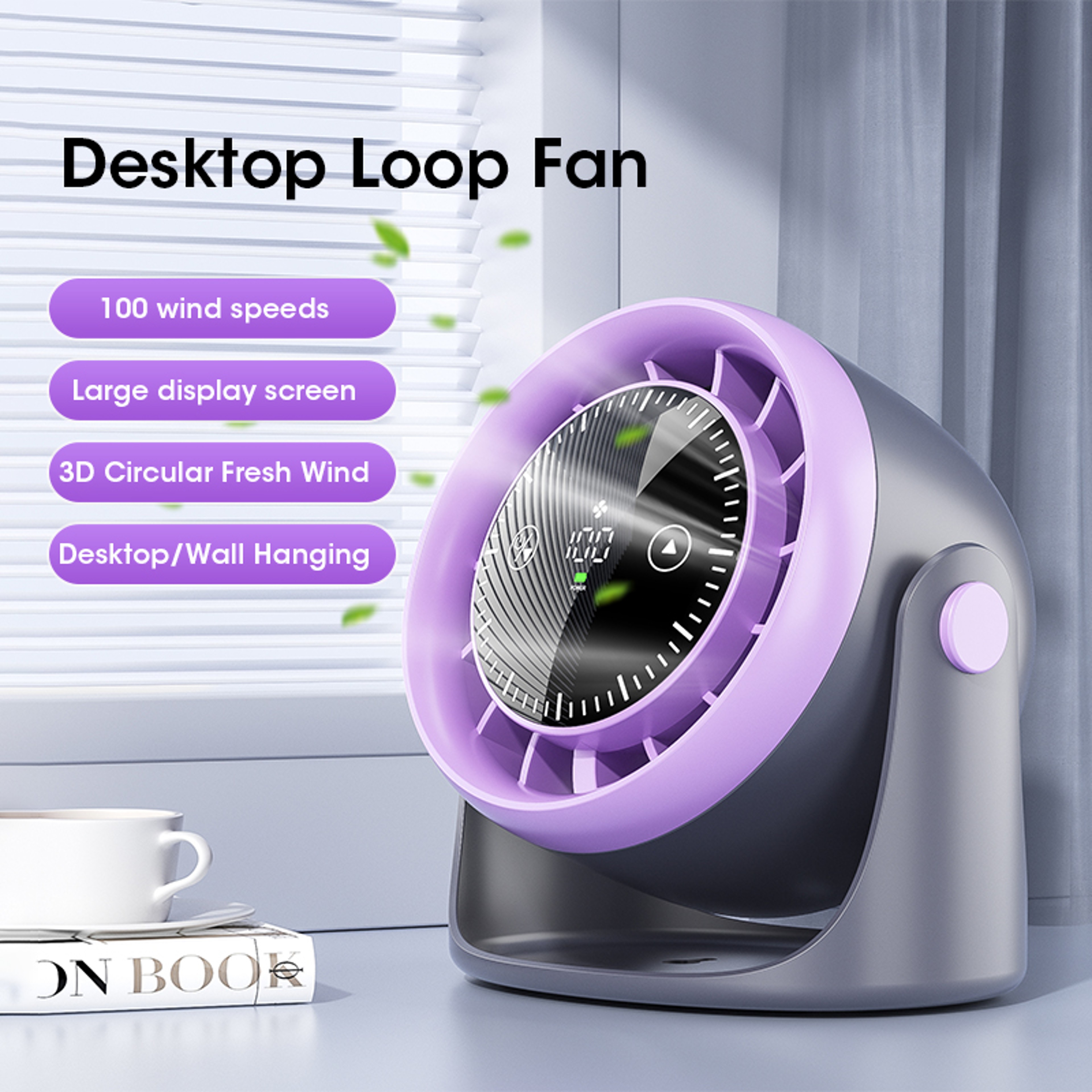 Portable Mini Fan with Speed Adjustable Touch Screen, Quiet Cooling, Strong Wind, Digital Display, Air Circulation. – view 5